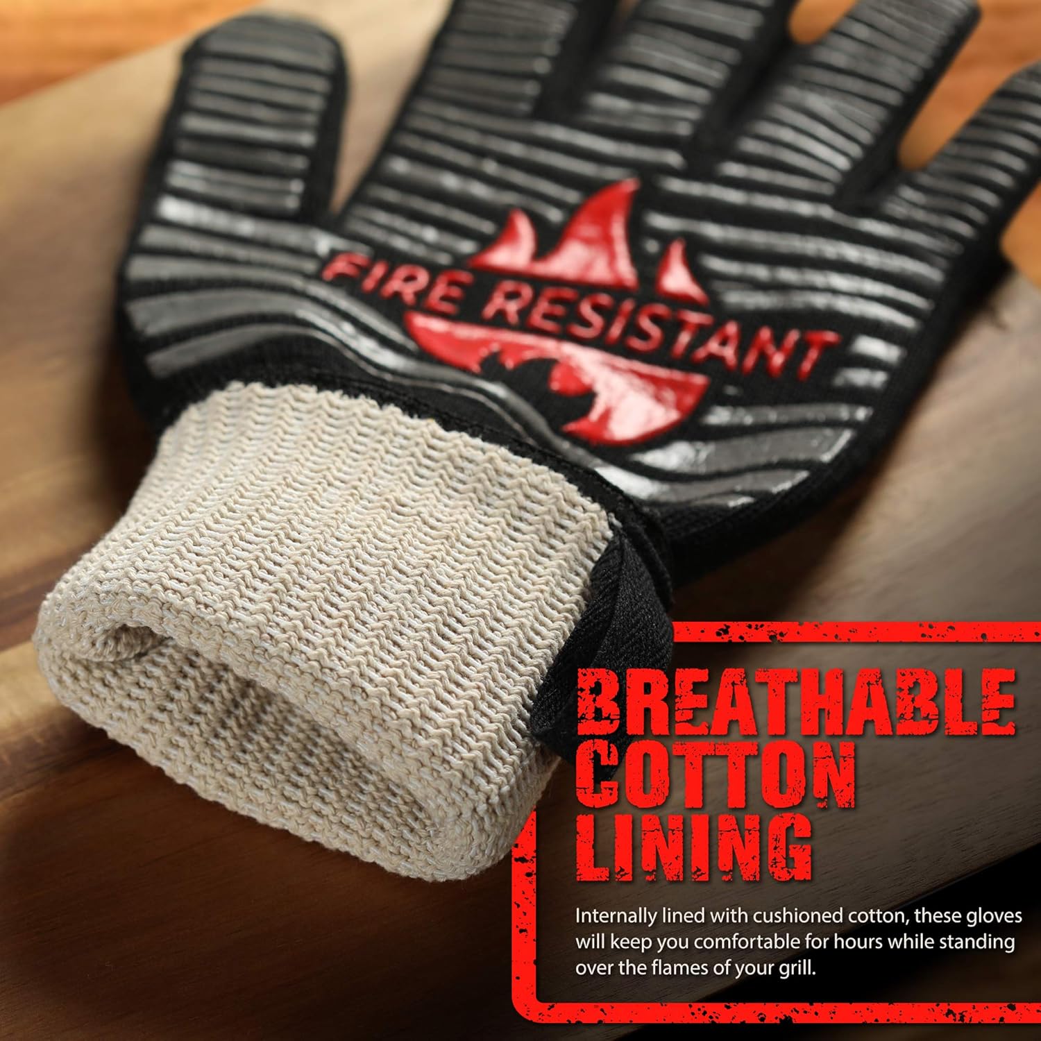 Glove Station The Griller – Guantes de barbacoa resistentes al calor, guantes de cocina aislados para cocinar a la parrilla, hornear, silicona de