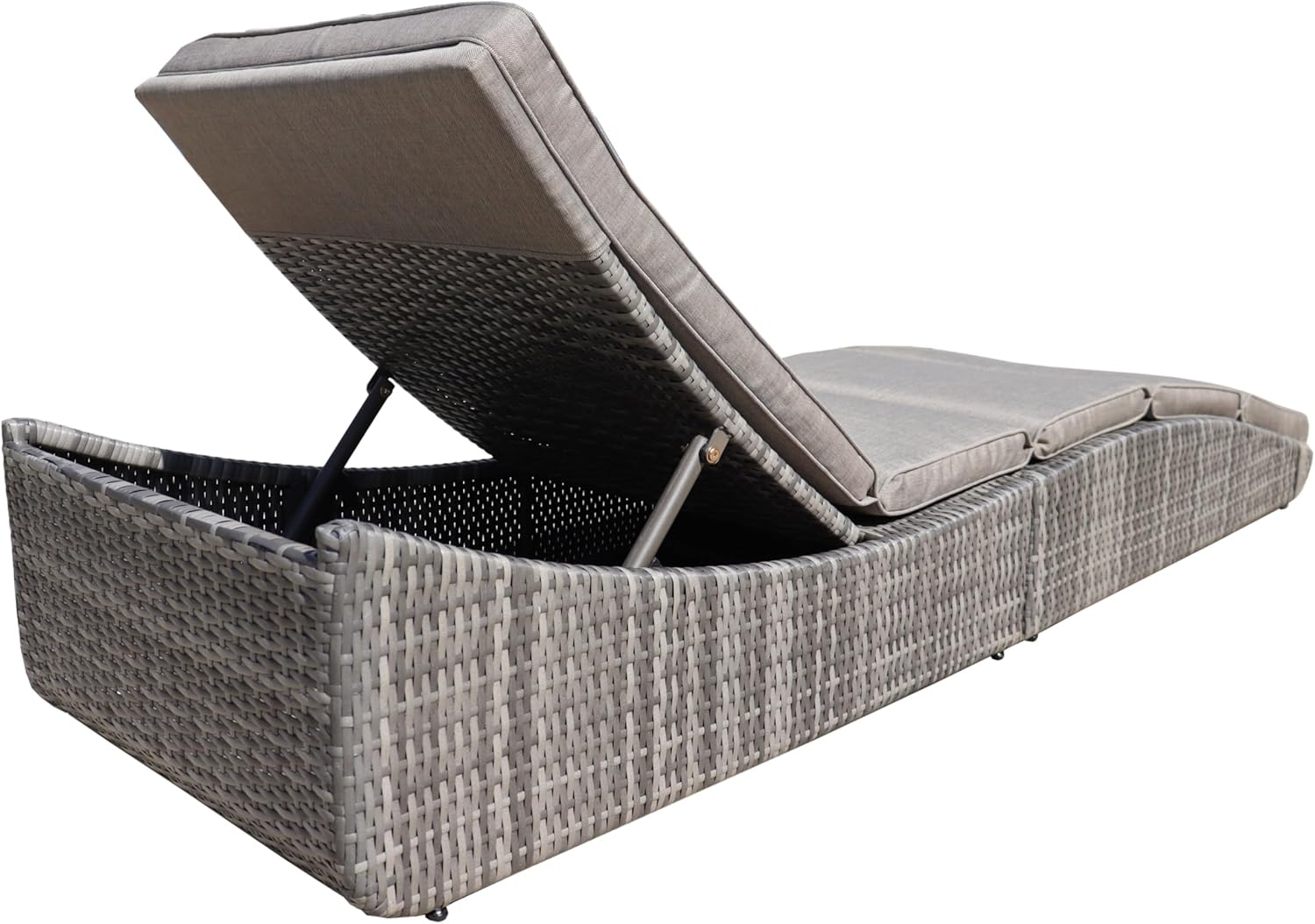 BTEXPERT Tumbona plegable al aire libre para piscina, tumbona plegable de mimbre para el sol, sofá de patio, tumbona reclinable, respaldo acolchado