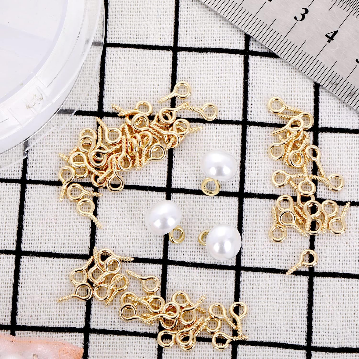 300 pines de tornillo para hacer joyas, ganchos de ojo pequeños, ganchos dorados para tornillos de ojo, con roscas, mini broches de tono dorado,