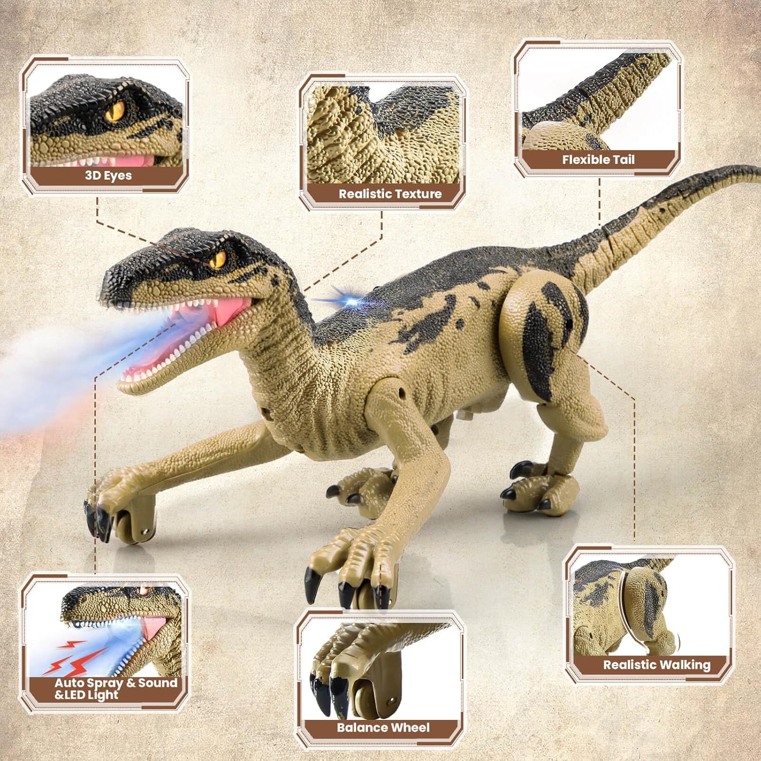 Juguetes de dinosaurio a control remoto para niños de 3, 4, 5, 6, 7, 8 años, dinosaurios para niños de 4 a 7 años, juguete de control remoto de