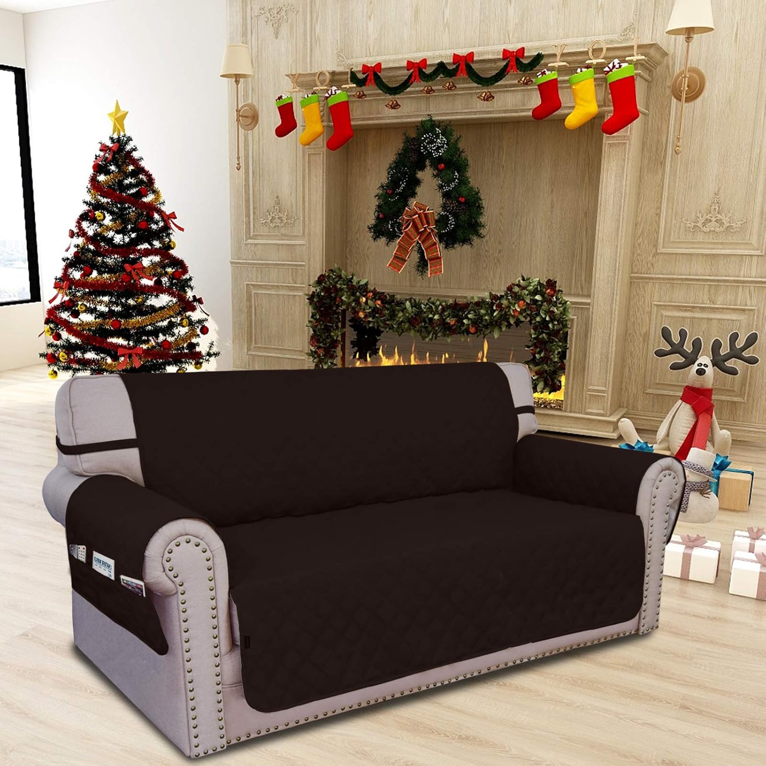 Easy-Going Funda para sofá, funda de sofá biplaza, impermeable, lavable, para sofá de 2 cojines, tela antideslizante, protector de muebles con