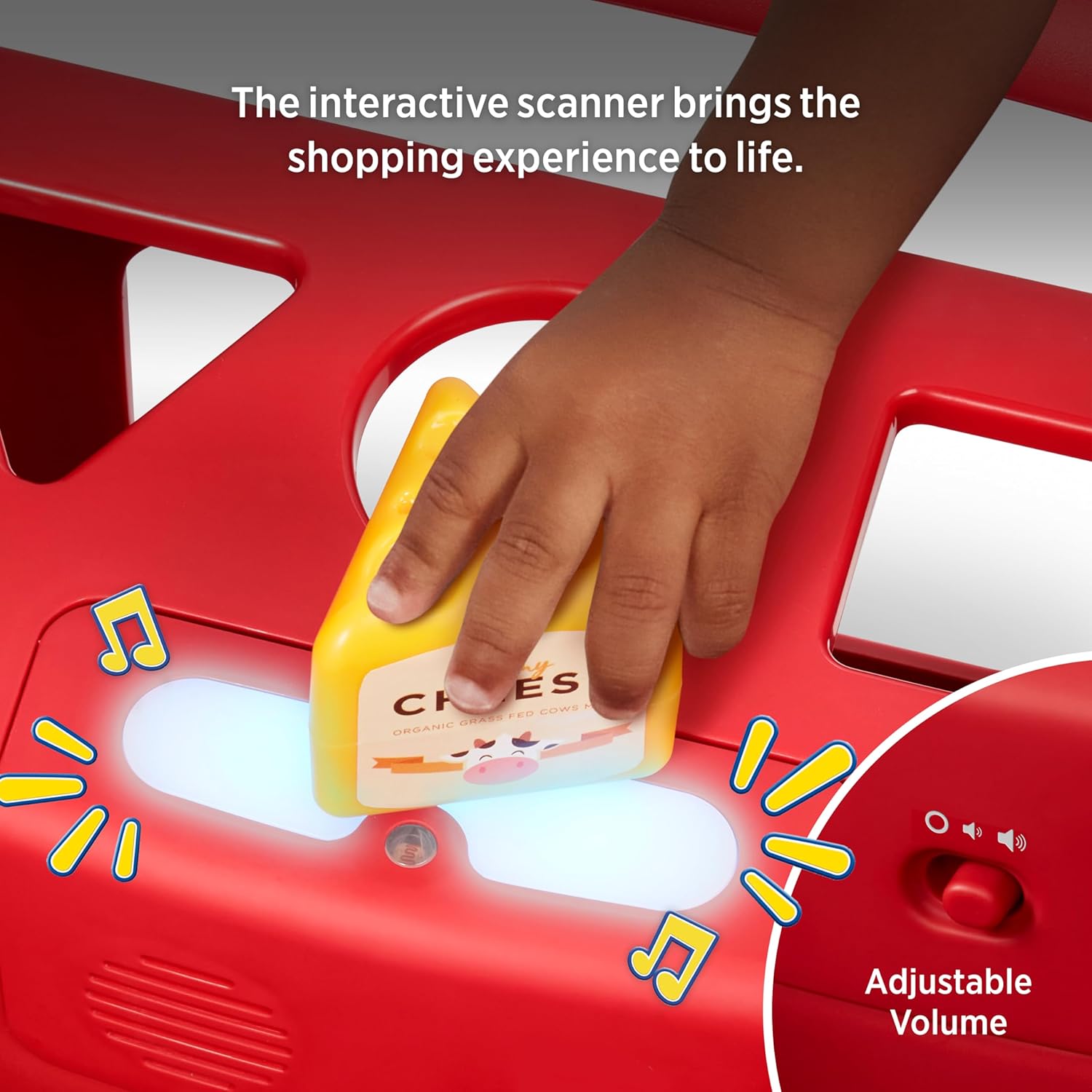 Radio Flyer Escanea y clasifica el carrito de compras con luces y sonidos, andador de bebé con ruedas, carrito de compras rojo para niños a partir