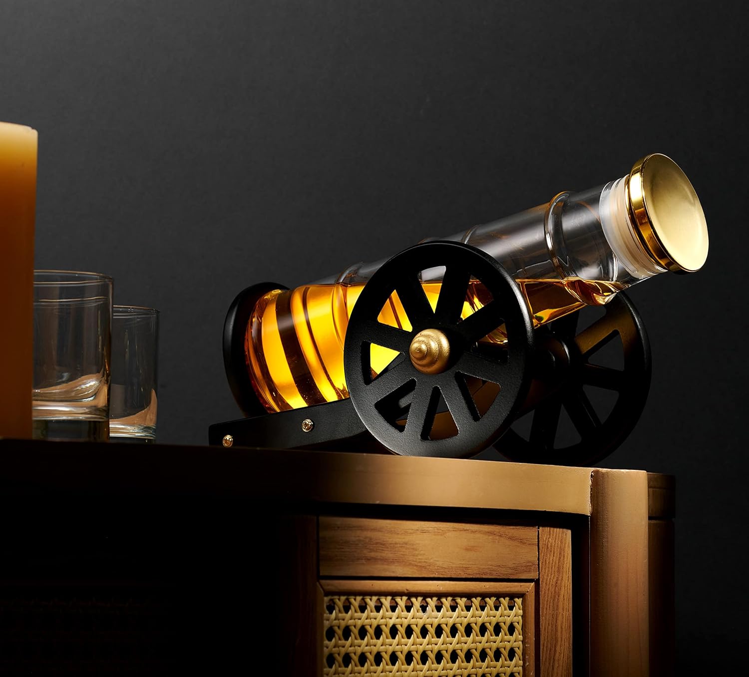 Godinger Decantador de whisky, decantador de licor de cañón, juego de regalo de whisky, regalos para hombres
