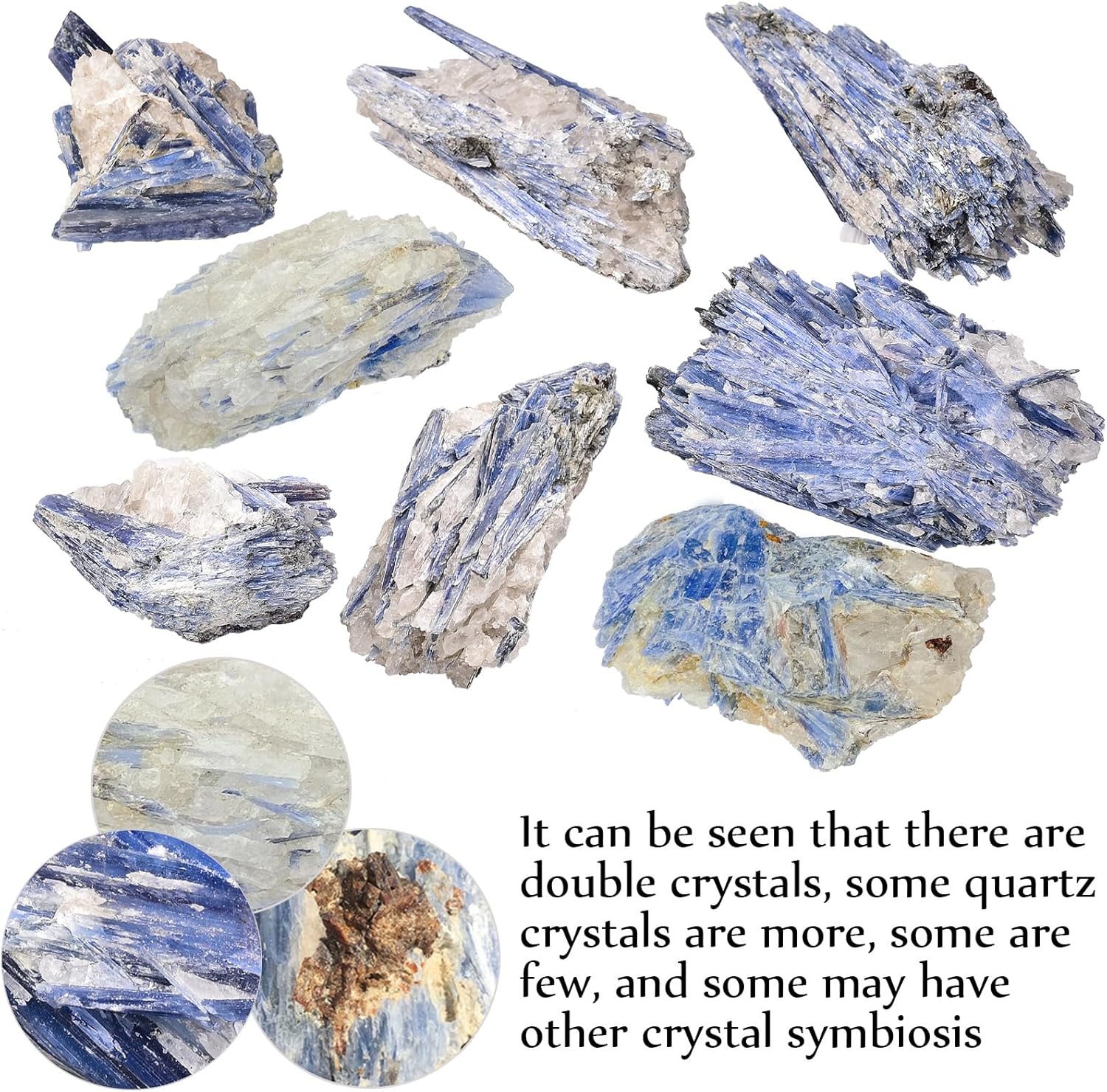 JIC Gem Cristal curativo mineral bruto natural de cianita azul crudo irregular para decoración del hogar, 1 pieza de 1.54 a 1.98 libras