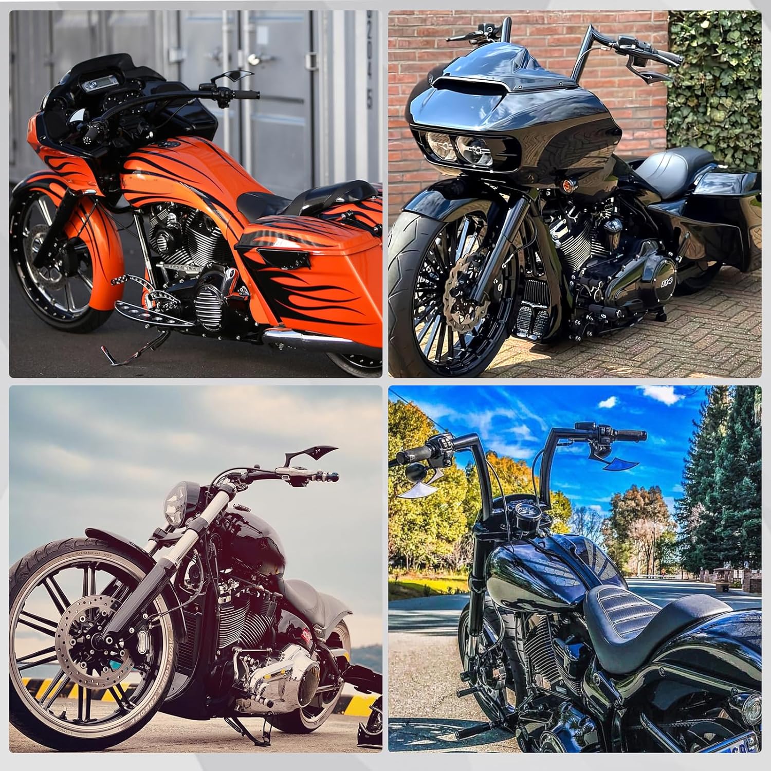 Espejos retrovisores laterales de motocicleta de 0.315 in y 0.394 in compatibles con Harley Sportster Custom Iron 883 Road King Street Softail