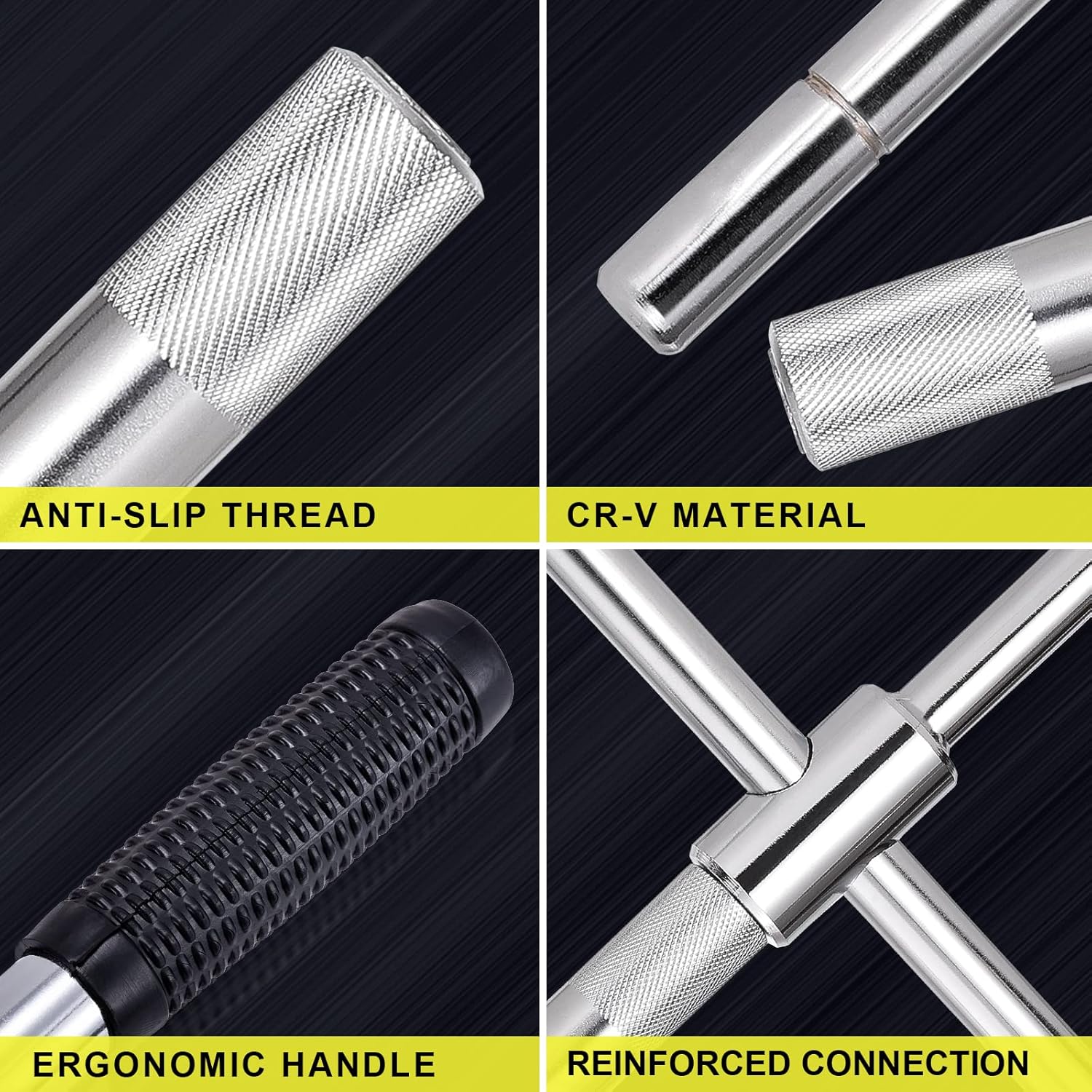 Spurtar Llave extendida para tuercas de llanta, llave de 4 vías, llave de llanta de hierro, extractor de tuercas de llanta de 12 unidad con enchufes