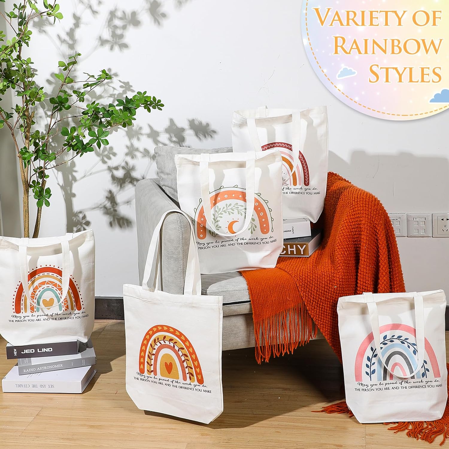 Sadnyy 20 bolsas de lona arcoíris para profesores y empleados, regalo inspirador con cremallera para oficina, escuela