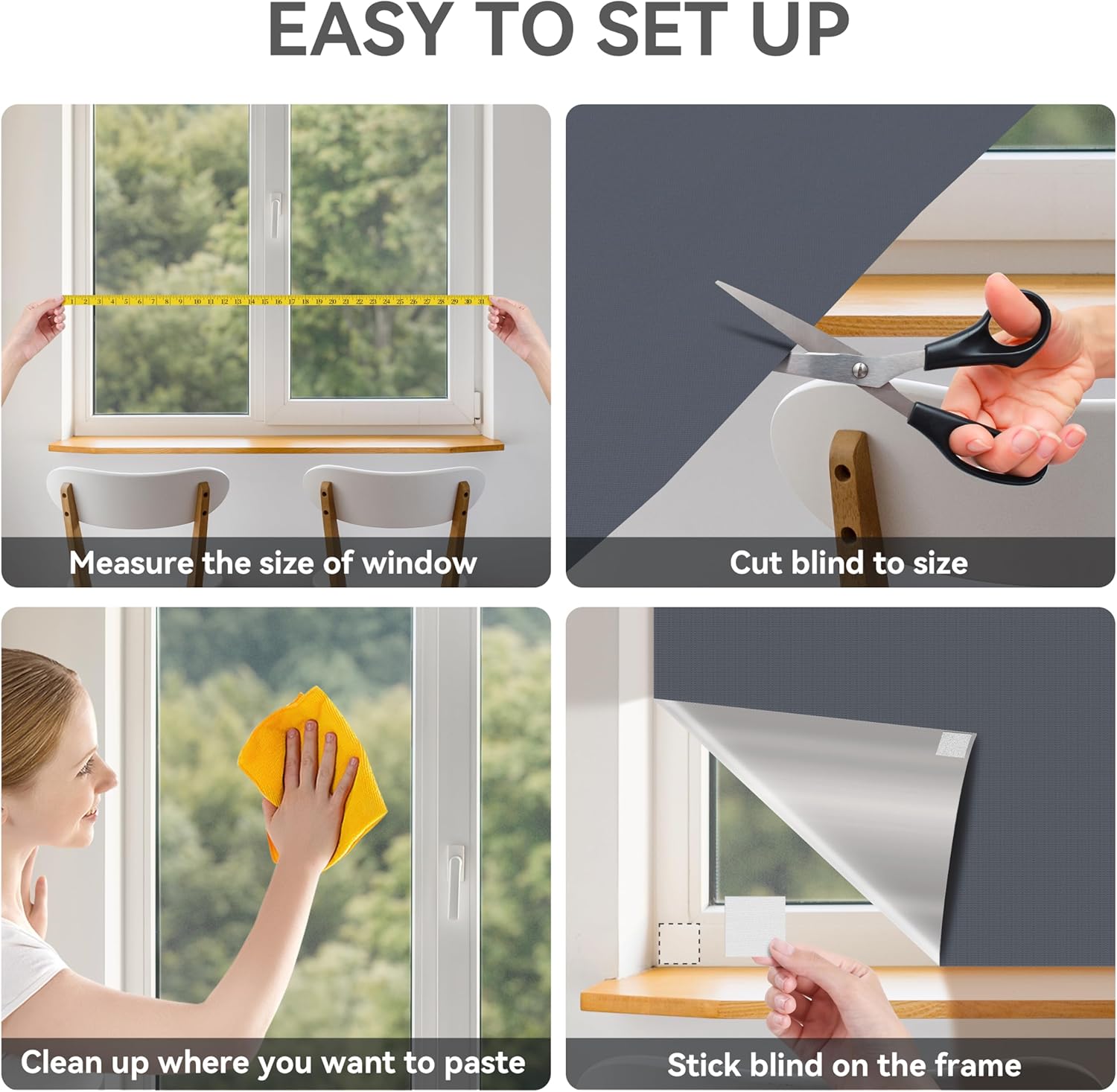 RRM Cortinas opacas para dormitorio, cortinas opacas de 118 x 57 pulgadas con cintas de velcro para cubierta de ventana 100% opaca, cortinas opacas