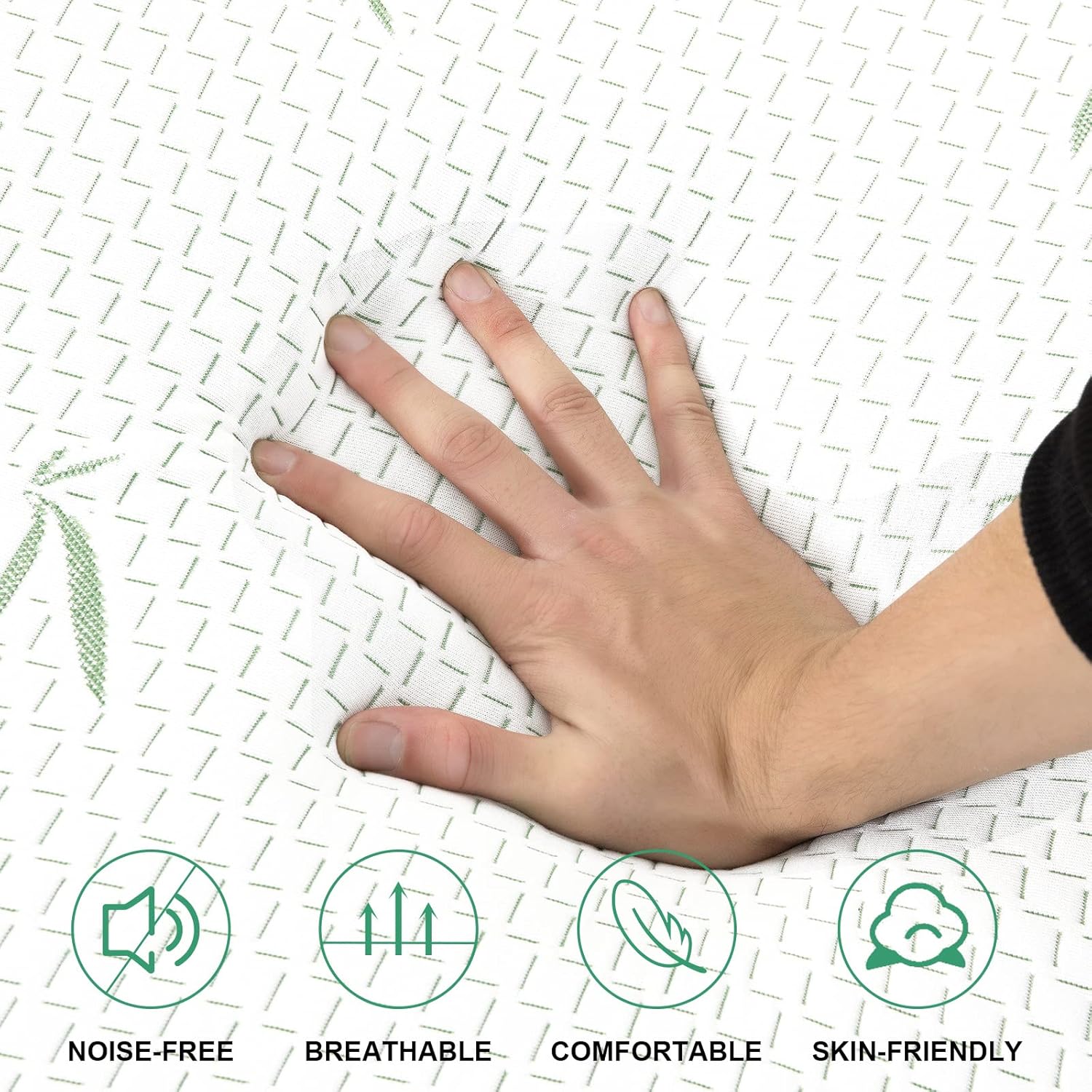 MUUEGM Colchón individual XL de 10 pulgadas, colchón de espuma viscoelástica de gel de té verde refrescante con funda de bambú, colchón en una caja,