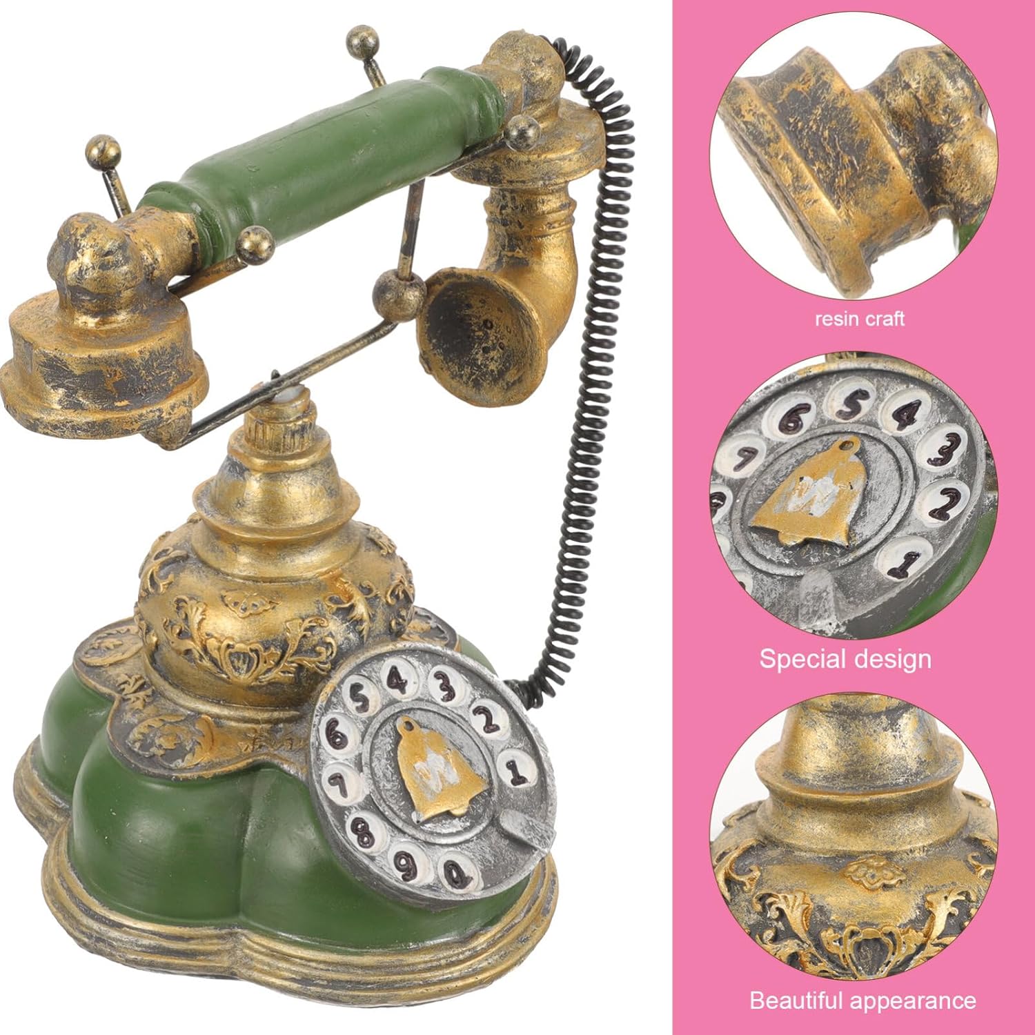 EXCEART Teléfono fijo rotativo retro tradicional retro con cable Teléfono vintage Rotary Dial Teléfono antiguo Teléfono fijo para oficina en casa