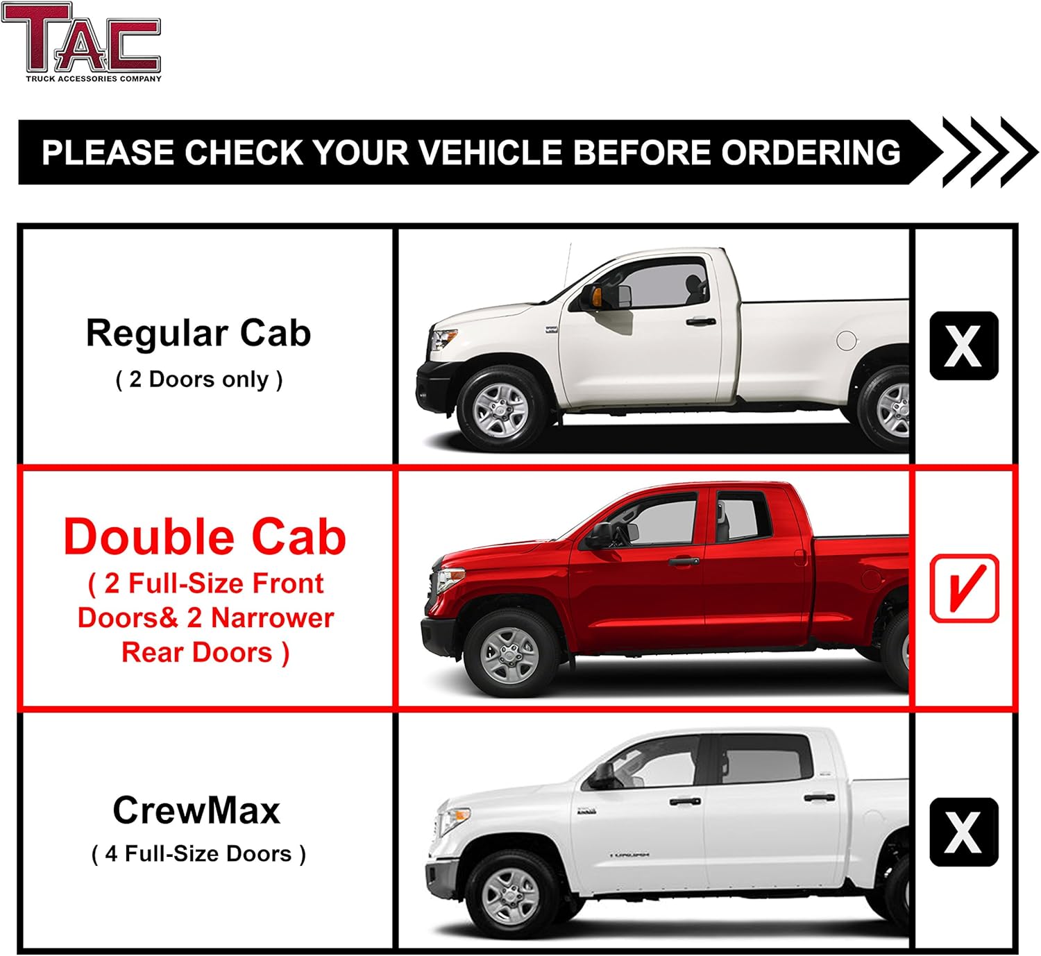 TAC – Estribos laterales para Toyota Tundra 2007-2021, camioneta de doble cabina de 3 pulgadas, barras laterales de acero inoxidable, barras Nerf,