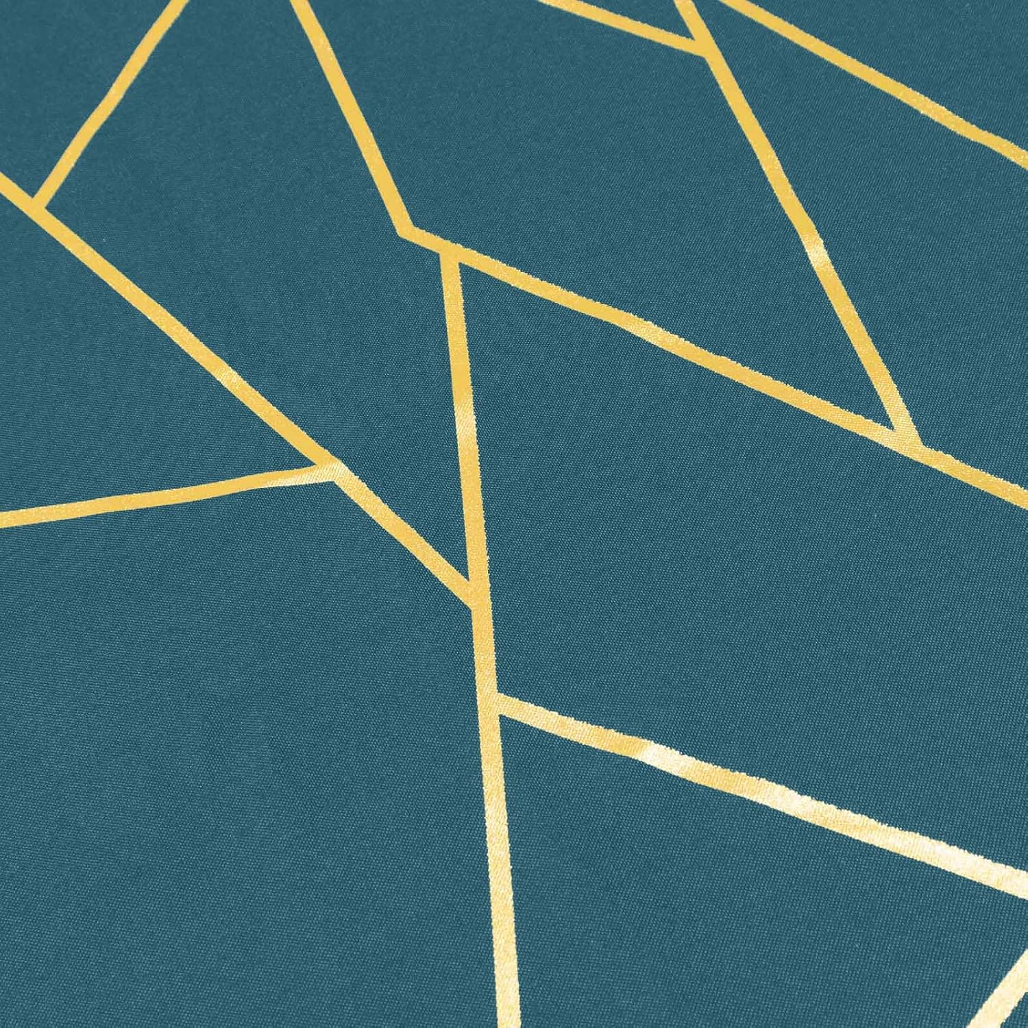 Efavormart – Paquete de 5 servilletas modernas de lino de poliéster verde azulado pavo real de 20 x 20 pulgadas con patrón geométrico dorado