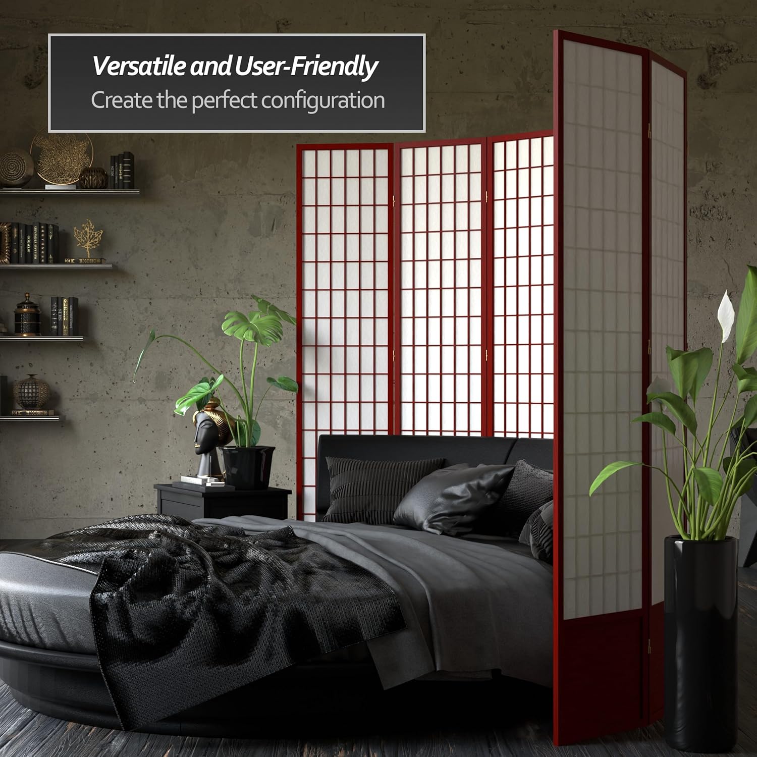 Oriental Furniture – Pantalla Shoji de 7 pies de alto, palisandro, 4 paneles