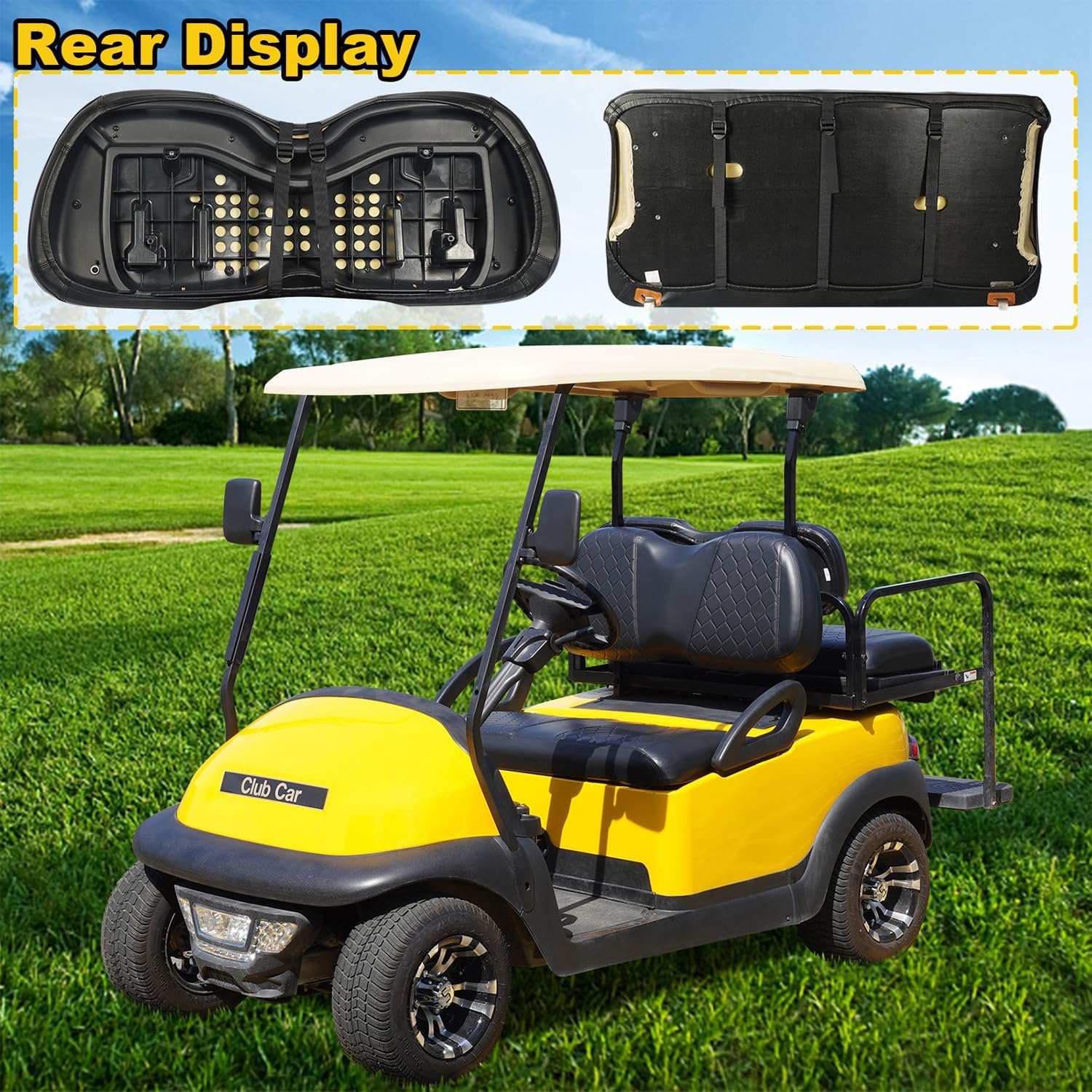 Kit de funda de asiento de carrito de golf para Club Car Precedent OEM Cojín delantero ordinario, no requiere grapadora y funda de asiento de