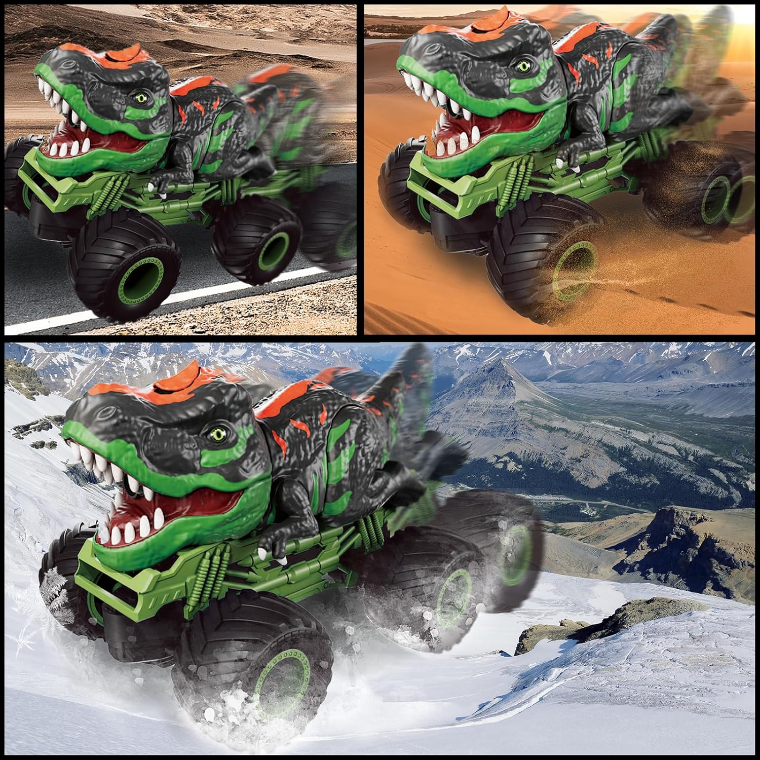 EPPO Auto de dinosaurio a control remoto para niños, camión de dinosaurio RC de 2.4 GHz, juguetes para niños pequeños de 3, 4, 5, 6, 7 años,