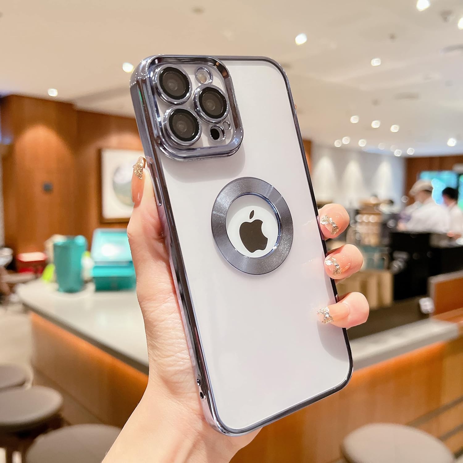 Funda para iPhone 13 Pro Max con protector de lente de cámara, funda transparente de lujo para mujeres y hombres, funda transparente de lujo de 6.7