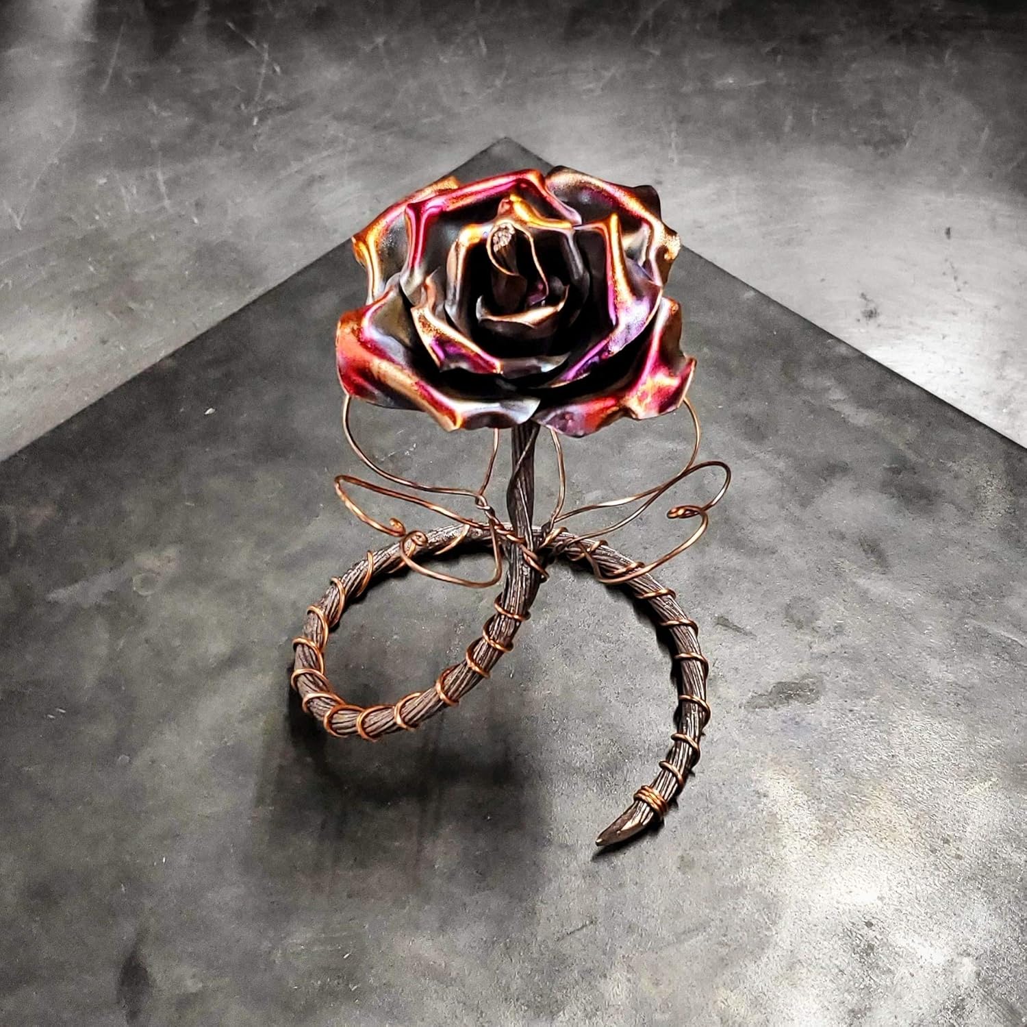 Antique Copper Rose ” Be Mine ” #1383e *Save 10% See Below* Valentine’s Day Mother’s Day Christmas Anniversary Wedding Housewarming Steampunk