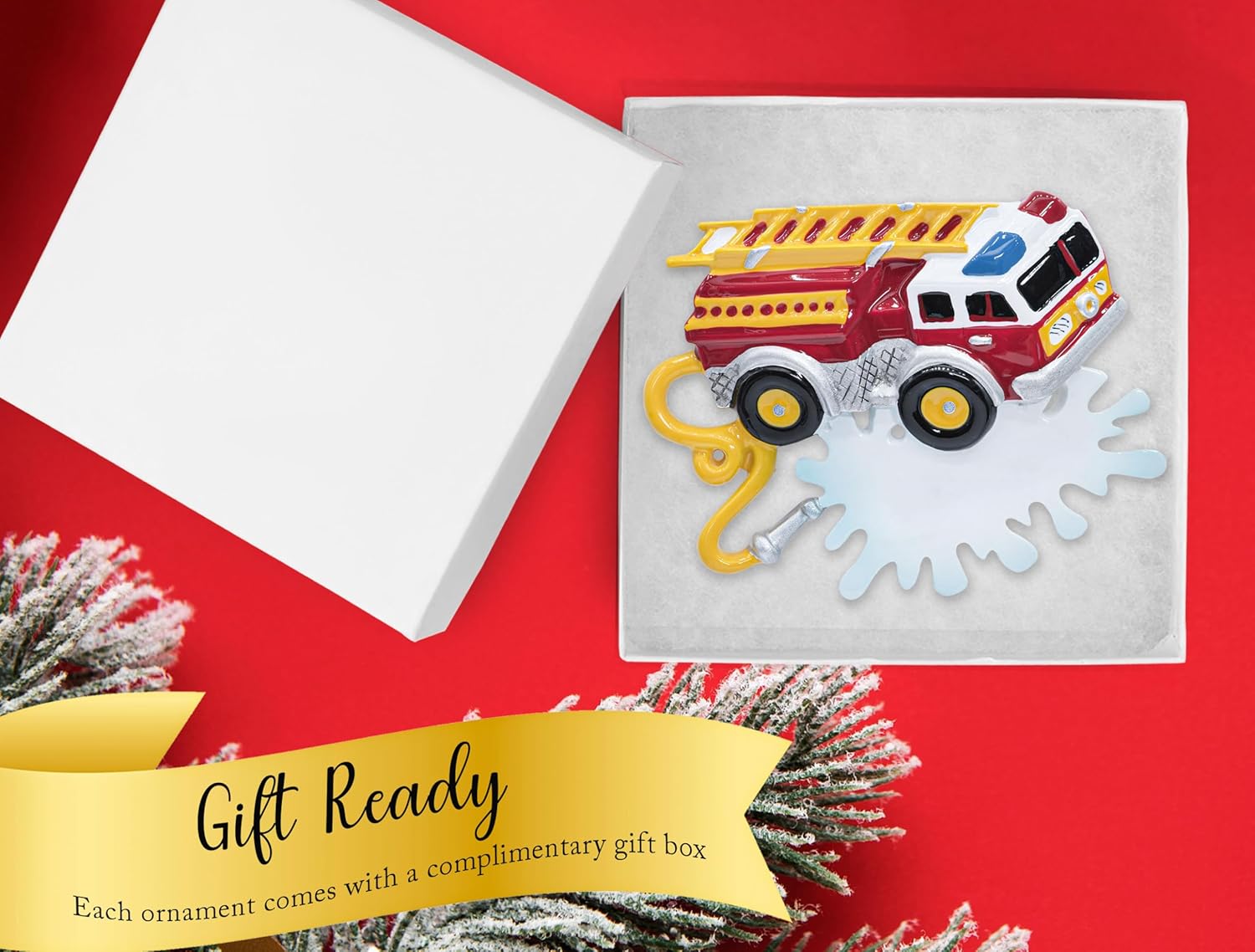 Adorno de Navidad personalizado para camión de bomberos 2023  Personalización gratuita  Motor de bomberos para árbol de Navidad  Bombero bombero