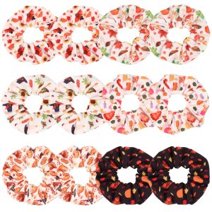 12 coleteros elásticos para el cabello para el día de Acción de Gracias, para mujeres y niñas, sombrero de fruta de otoño, calabaza, maíz, pavo, 12 coleteros elásticos para el cabello para el día de Acción de Gracias, para mujeres y niñas, sombrero de fruta de otoño, calabaza, maíz, pavo,