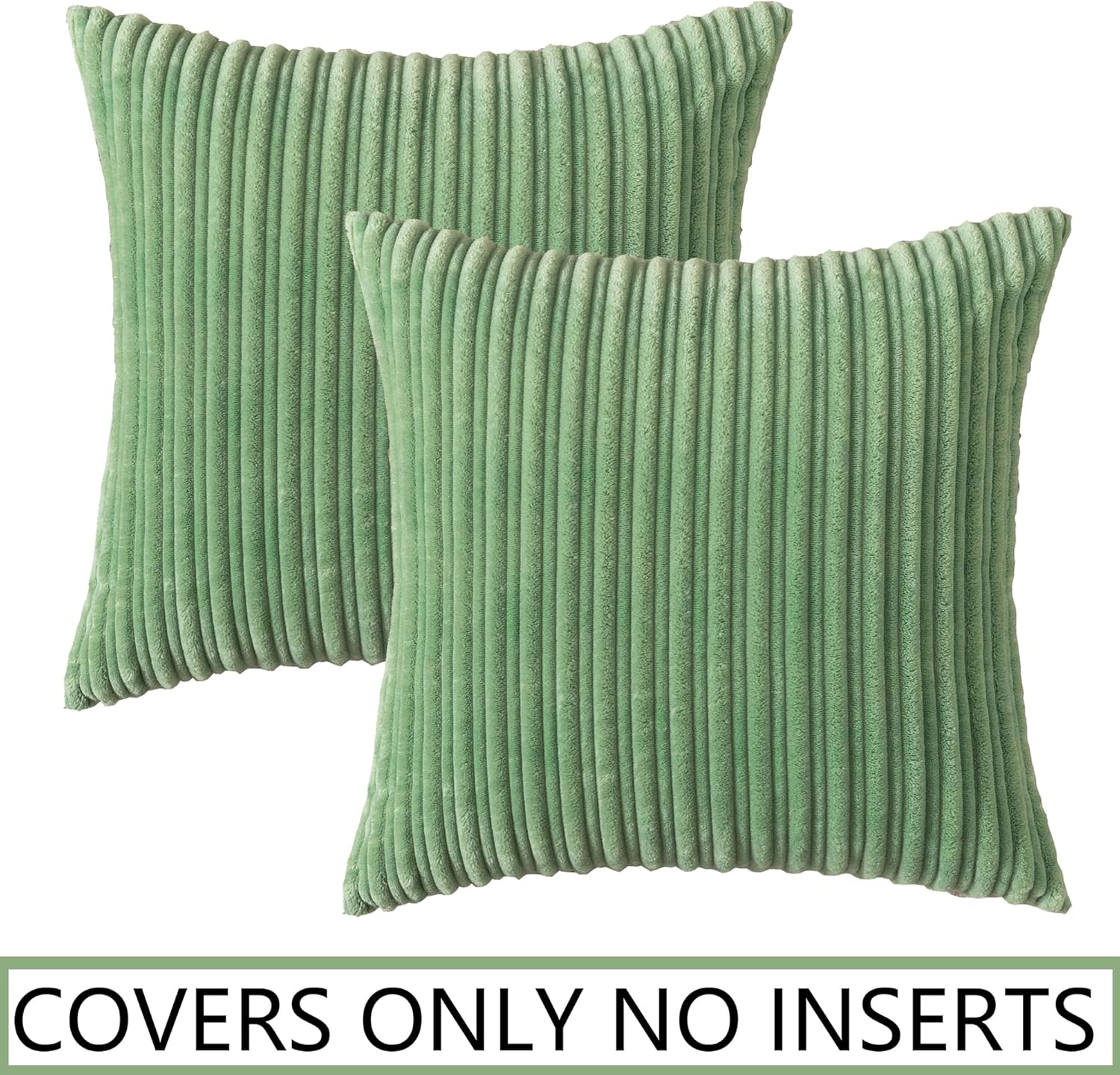 UGASA – Juego de 2 fundas de almohada de terciopelo suave de 18 x 18 pulgadas, decorativas, de pana a rayas en ambos lados, fundas de cojín
