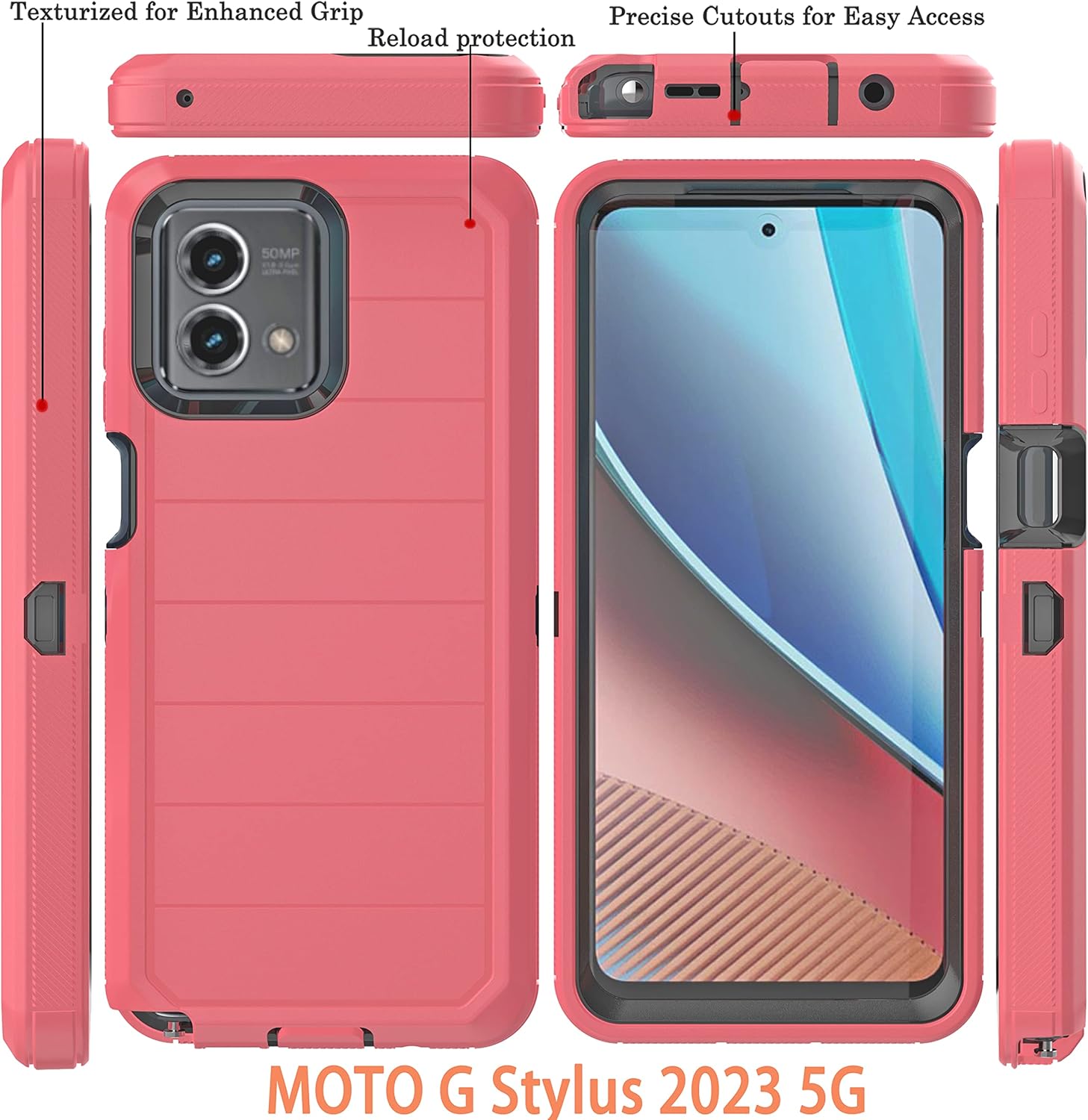 Funda para Moto G Stylus 2023 5G con protector de pantalla integrado, a prueba de caídas, duradera de 3 capas, protección contra caídas, protección