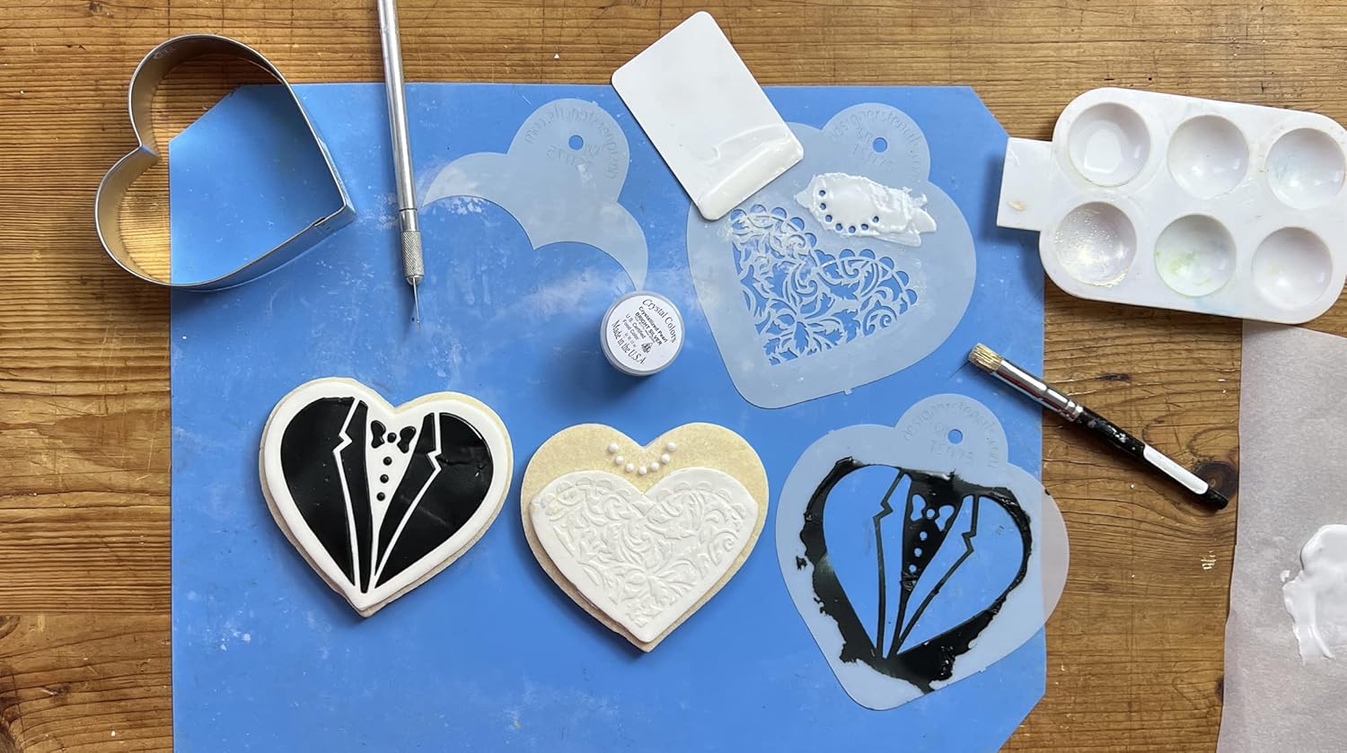 Juego de plantillas y cortador de galletas de novia y novio  Para aniversarionoviacompromiso  Plantilla para decoración de pasteles de despedida de
