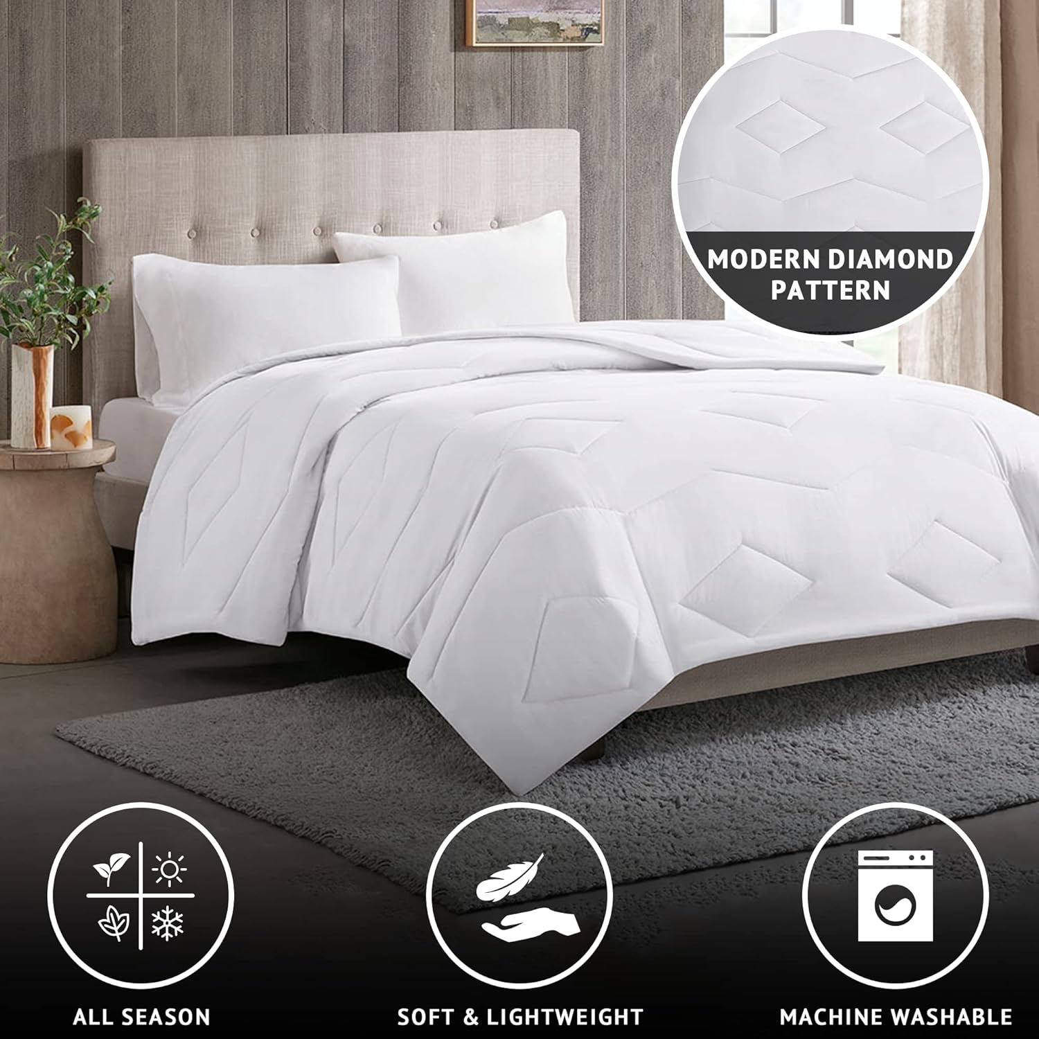 Madison Park Windom – Edredón alternativo de plumón sintético 3M, tratamiento de absorción de humedad Scotchgard de alta calidad, funda de cama