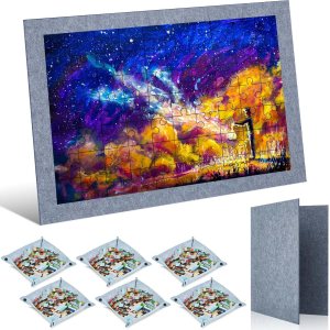Tablero de rompecabezas de 2000 piezas de 45.7 x 30.7 pulgadas, alfombrillas plegables de fieltro con 6 bandejas portátiles de clasificación de Tablero de rompecabezas de 2000 piezas de 45.7 x 30.7 pulgadas, alfombrillas plegables de fieltro con 6 bandejas portátiles de clasificación de