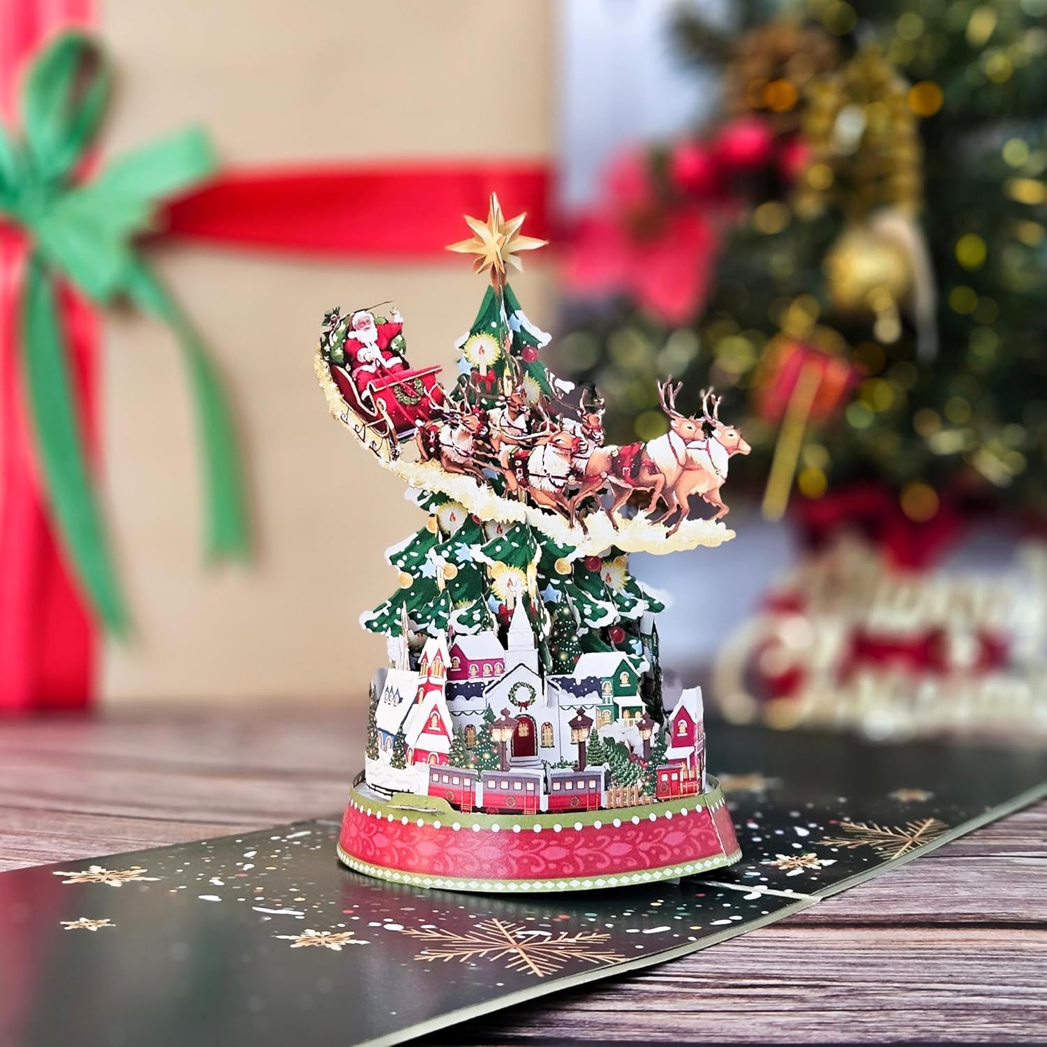 22 CRAFT By 22CRAFT Tarjetas de Navidad desplegables, tarjetas de Navidad 3D emergentes de árbol de Navidad, tarjeta de felicitación de Navidad de 6