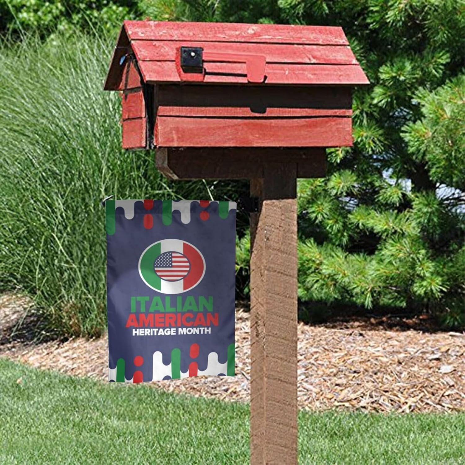 Banderas del mes del patrimonio italiano americano, bandera de jardín de doble cara para decoración al aire libre para casa, boda, vacaciones, 12 x