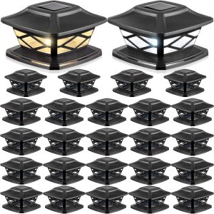 Paquete de 24 luces solares para tapa de poste al aire libre, luces LED impermeables con energĆa solar para postes de 4 x 4, 5 x 5, 6 x 6, Paquete de 24 luces solares para tapa de poste al aire libre, luces LED impermeables con energĆa solar para postes de 4 x 4, 5 x 5, 6 x 6,