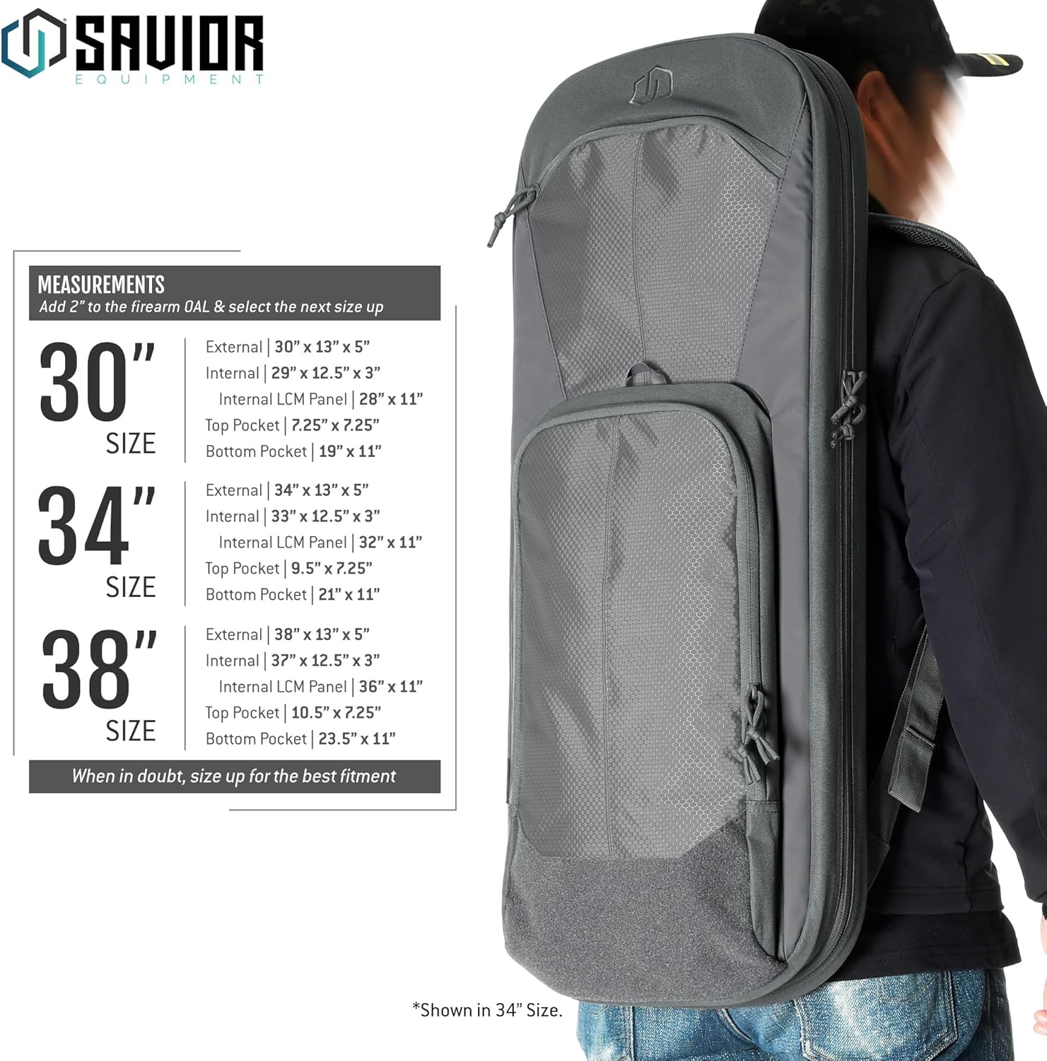 Savior Equipment Specialist Series – Mochila táctica para rifle SBR de 30 pulgadas y 34 pulgadas, funda suave para armas de fuego con compartimento,