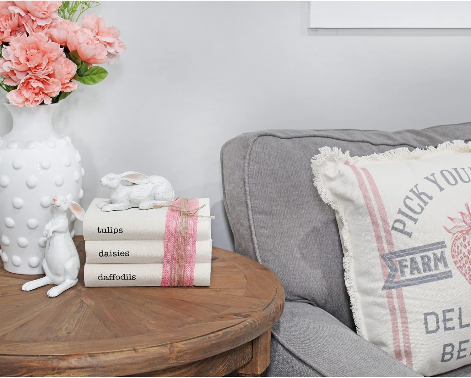 AuldHome – Juego de libros de Pascua decorativos con envoltura de cinta de arpillera