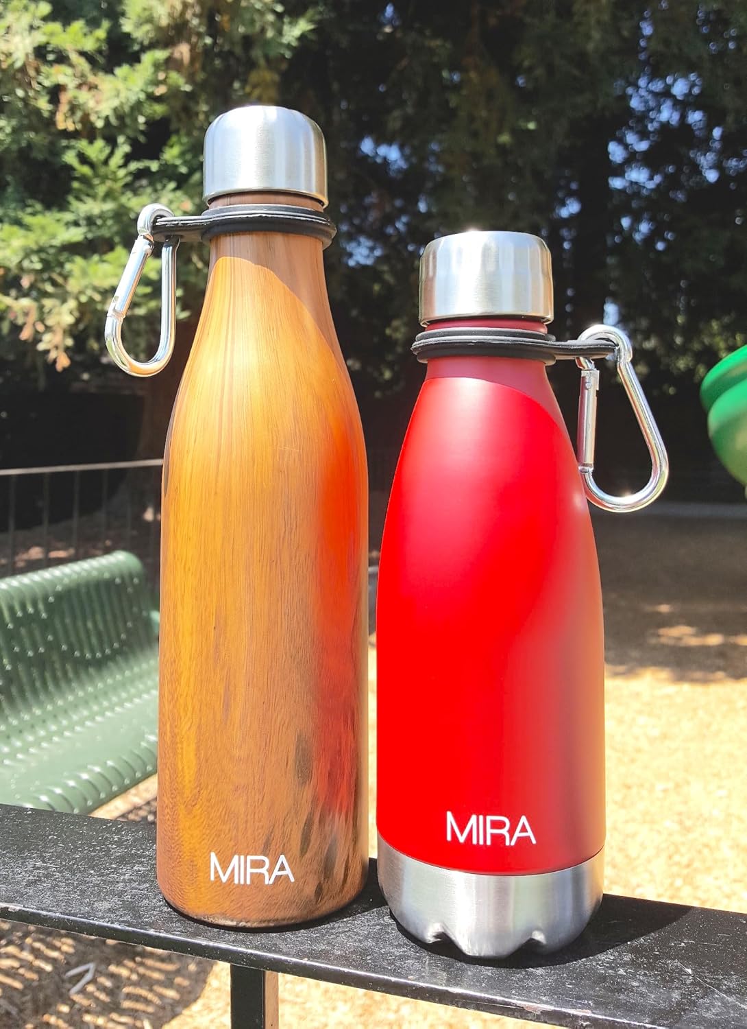 MIRA Durable Silicone Carrier with Carabiner Clip  Fits Any 12oz, 17oz and 25oz Cola Shaped Water Bottles for Outdoor Activities or Daily Use