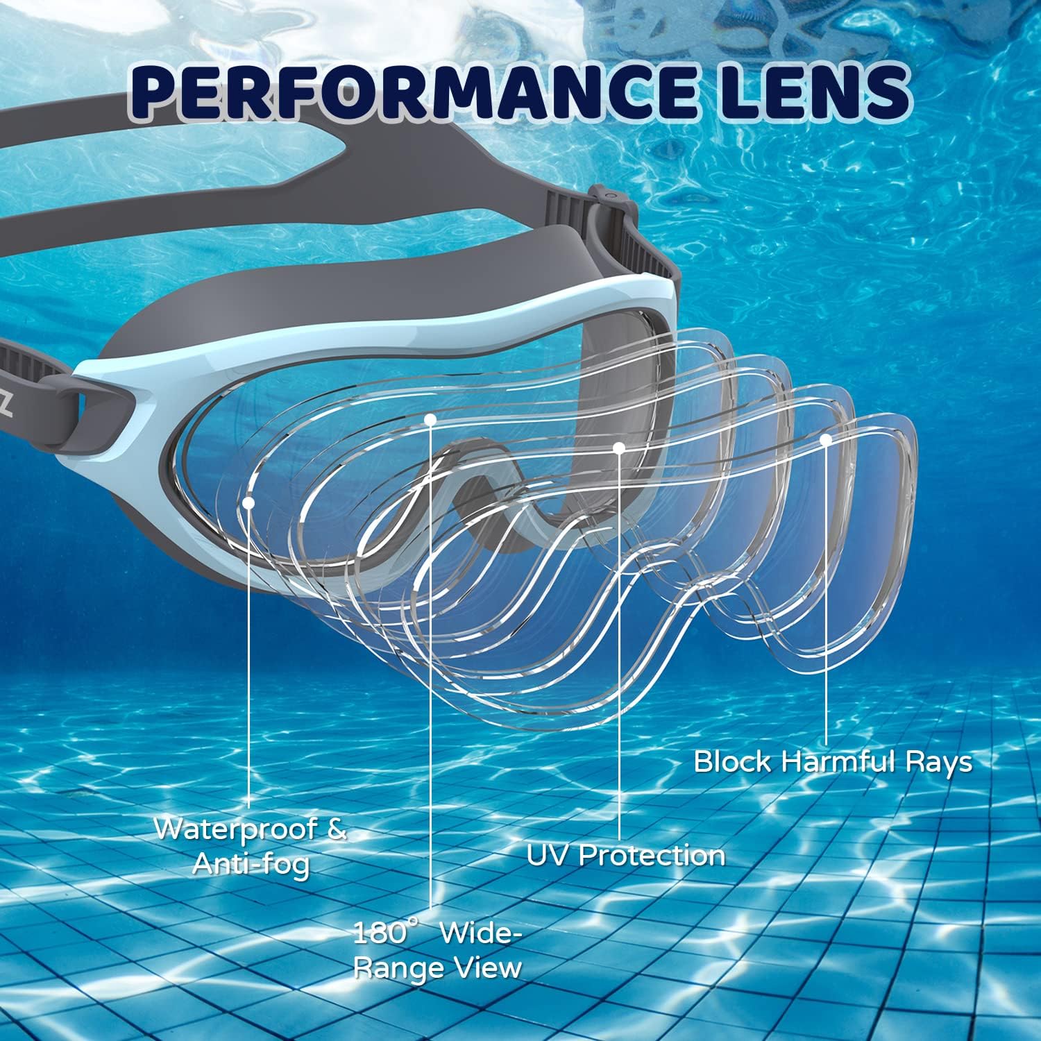 COPOZZ Gafas de natación para niños de 8 a 16 años, visión amplia, gafas de natación para jóvenes, sin fugas, antivaho y transparente, para piscina