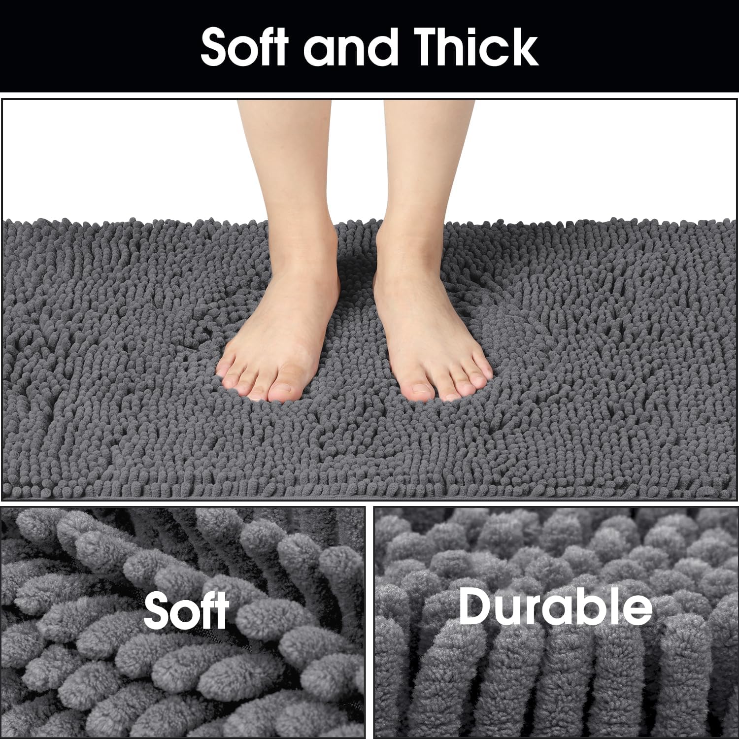 HOMEIDEAS Tapete de felpilla absorbente para interiores, 24 x 36 pulgadas, tapete lavable para zapatos fangosos y patas, tapete interior