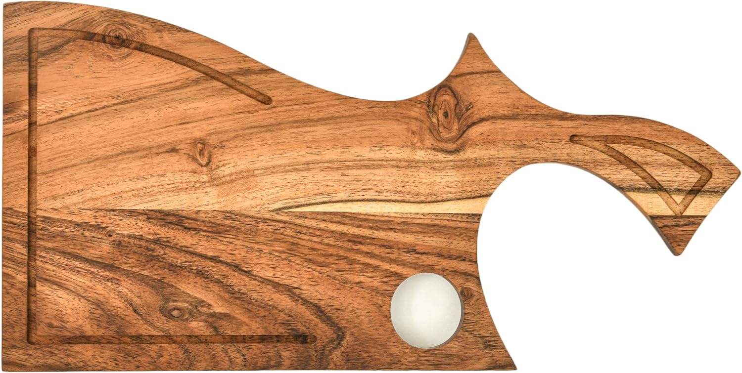 Tabla de cortar de madera de Halloween para cocina, 14 pulgadas de largo x 7 pulgadas de ancho, pieza de bloque de carnicero con asa, plato de
