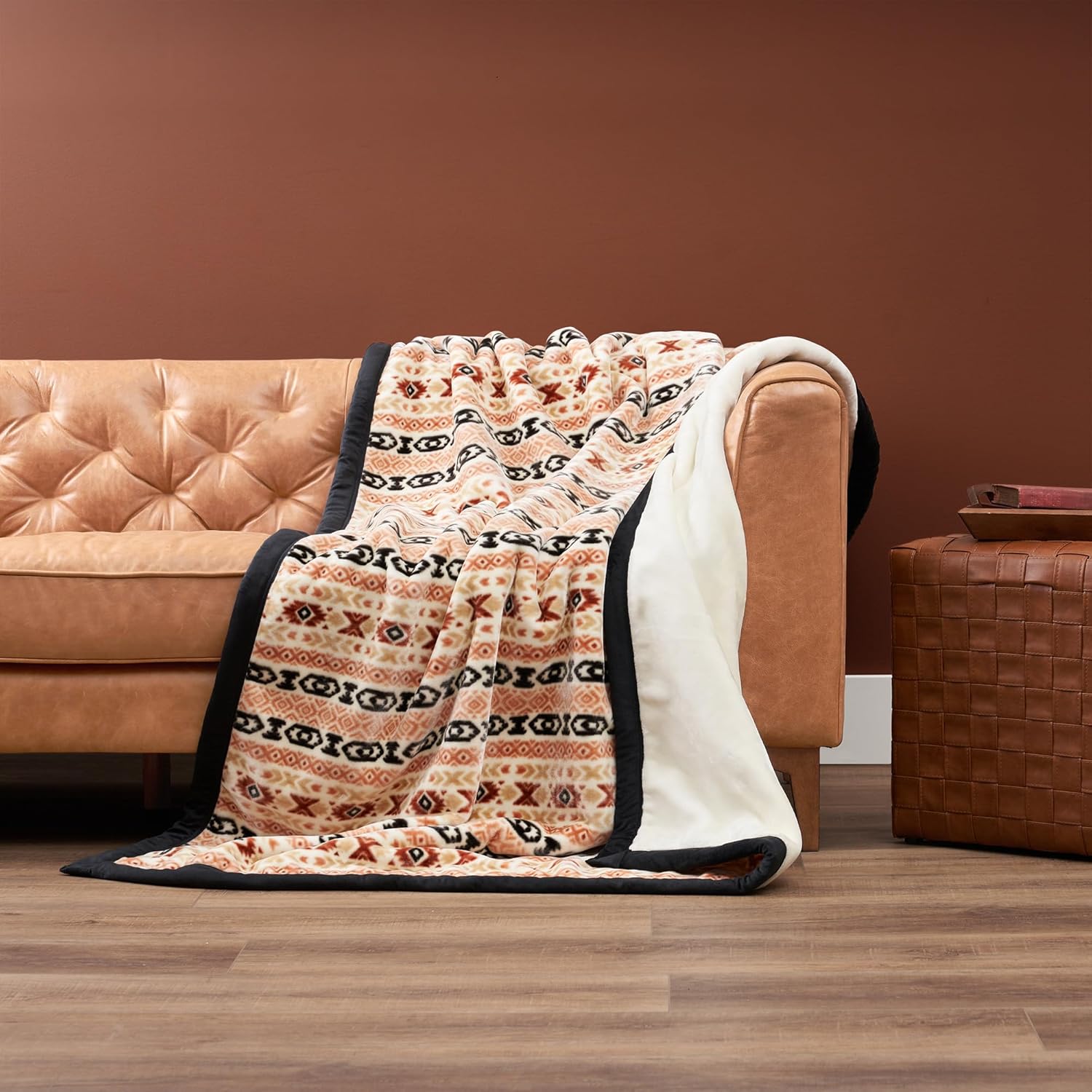 Northwest Ashford Home Essentials – Manta de felpa definitiva, 108 x 90 pulgadas, rayas Chimayo