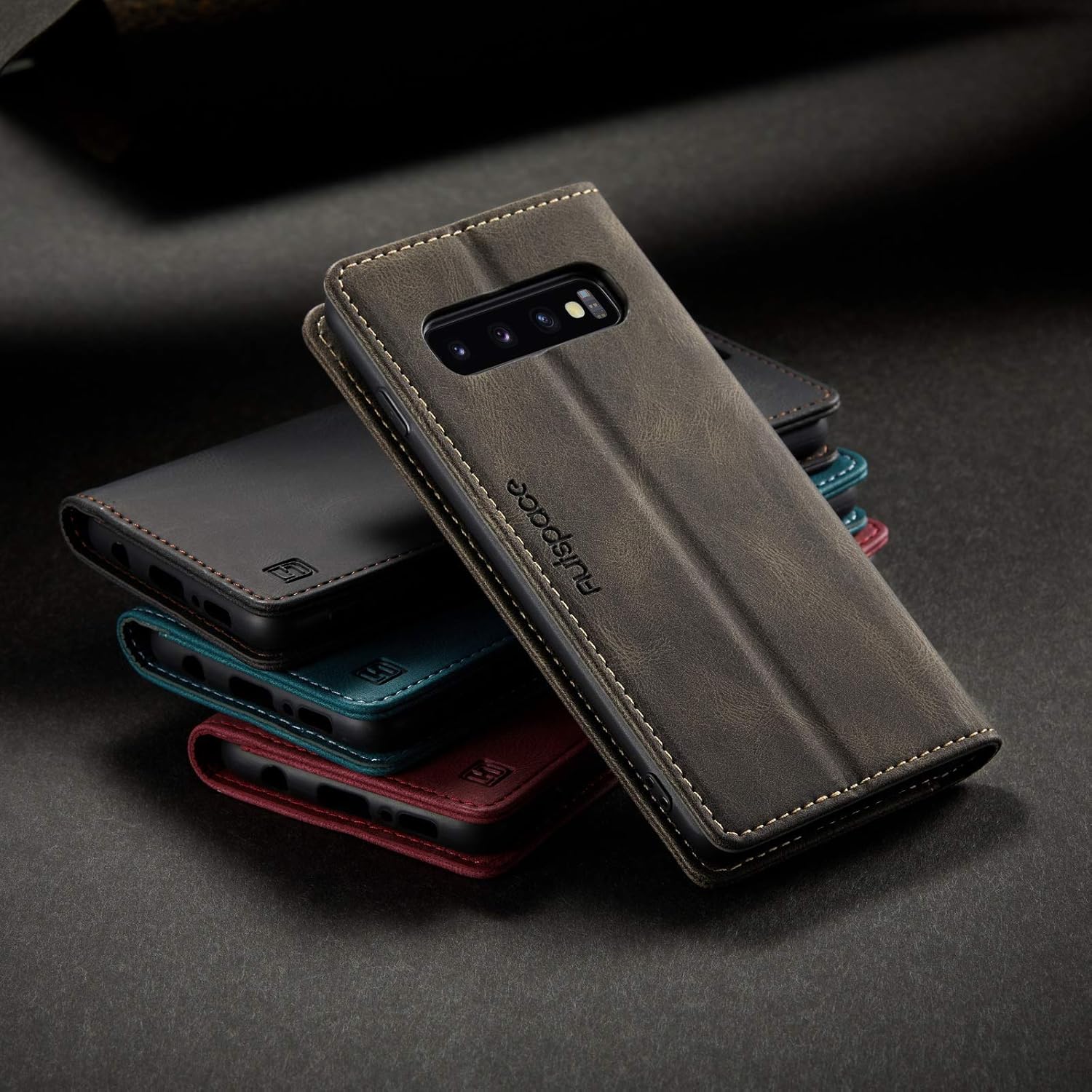 Para Samsung Galaxy S10 Case, Vintage Wallet Case Card Holder Kickstand Funda de cuero con tapa magnética incorporada para Galaxy S10 – Azul