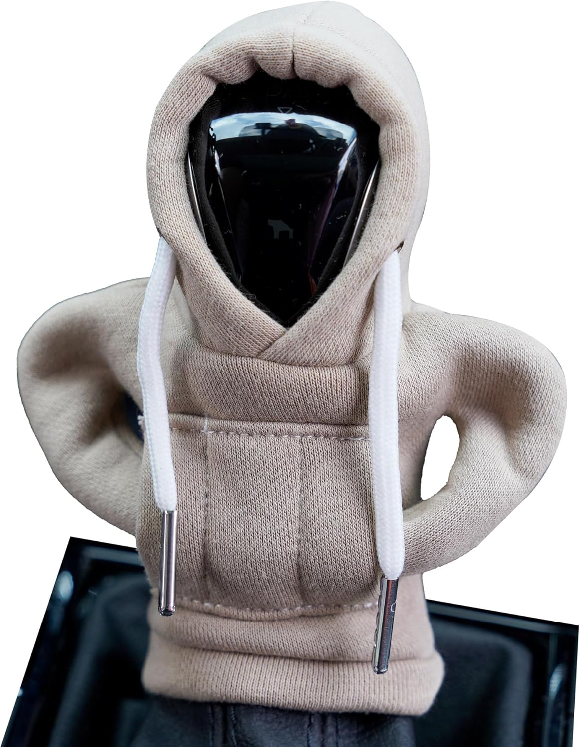 2 fundas para pomo de palanca de cambios de automóvil, color negro y gris, sudadera con capucha, suéter, accesorios interiores automotrices, ajuste
