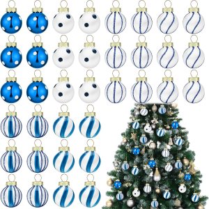 Zhanmai 36 adornos de Navidad, mini esferas de adornos de Navidad, bolas de Navidad de 1 pulgada, mini adornos para decoración de fiestas, bolas en Zhanmai 36 adornos de Navidad, mini esferas de adornos de Navidad, bolas de Navidad de 1 pulgada, mini adornos para decoración de fiestas, bolas en
