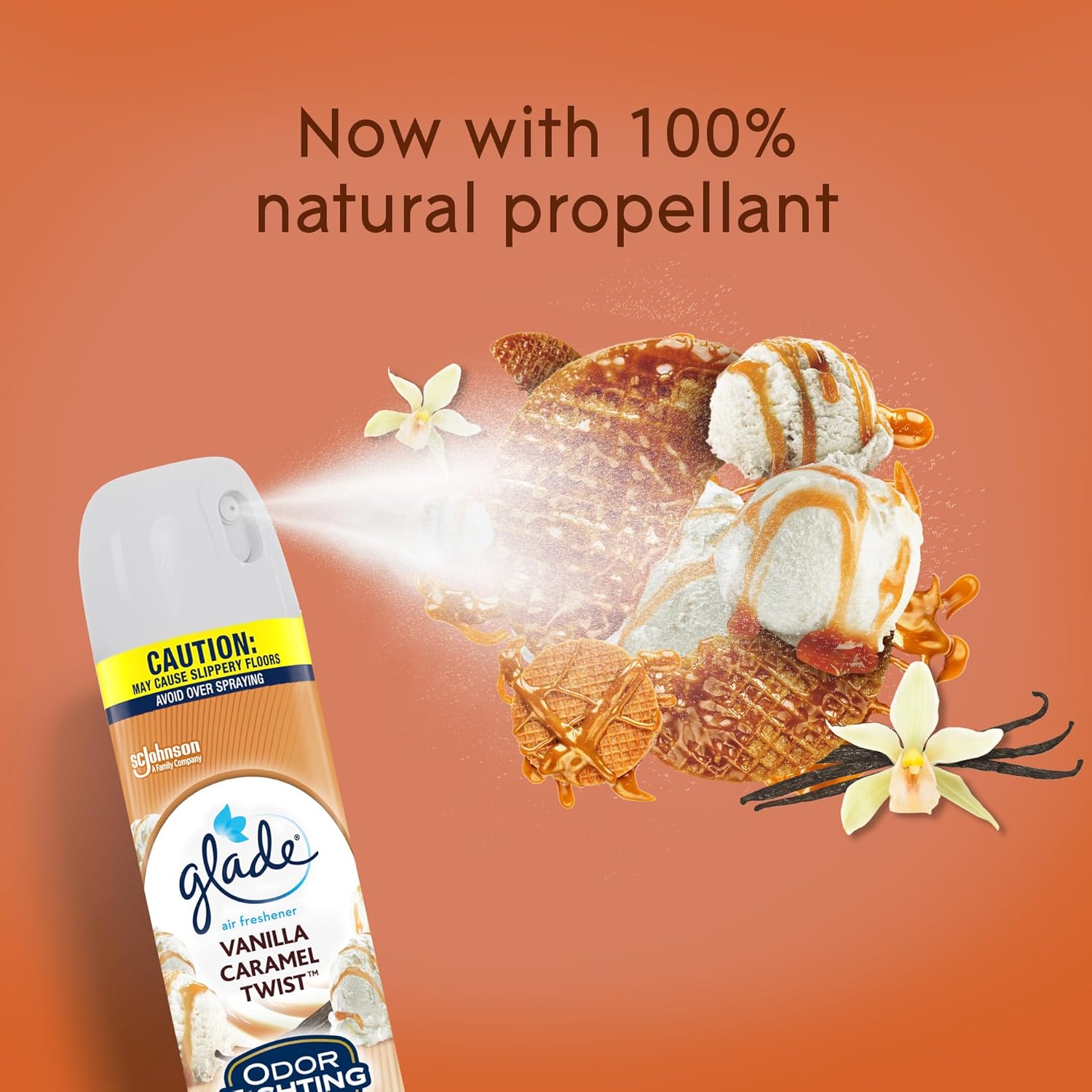 Glade – Ambientador en aerosol para habitación que combate el olor, sabor vainilla y caramelo, 8.3 onzas, 6 unidades
