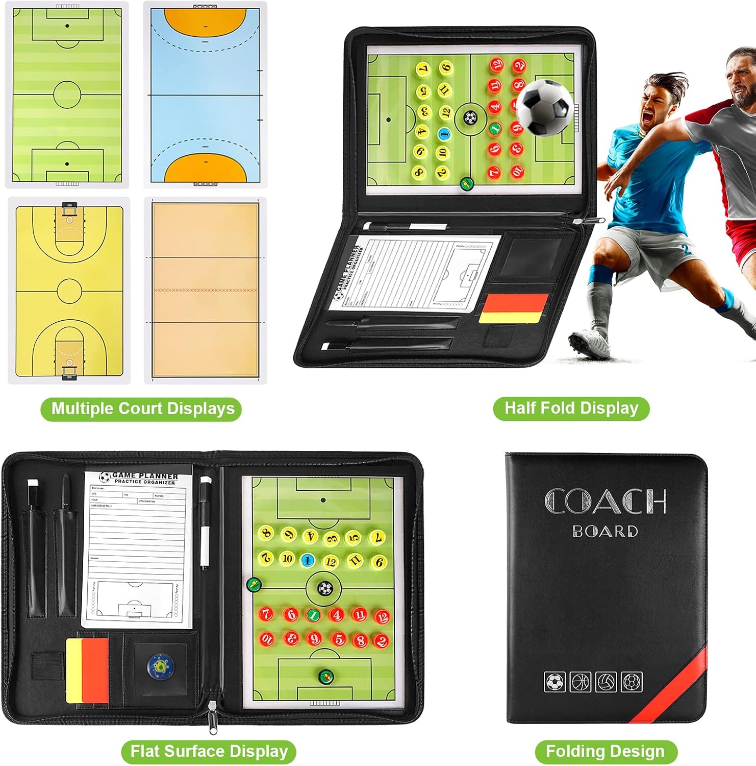 Tabla de entrenamiento táctica magnética de fútbolfútbol, Portapapeles de entrenador, Herramienta de entrenador de fútbol plegable y portátil,