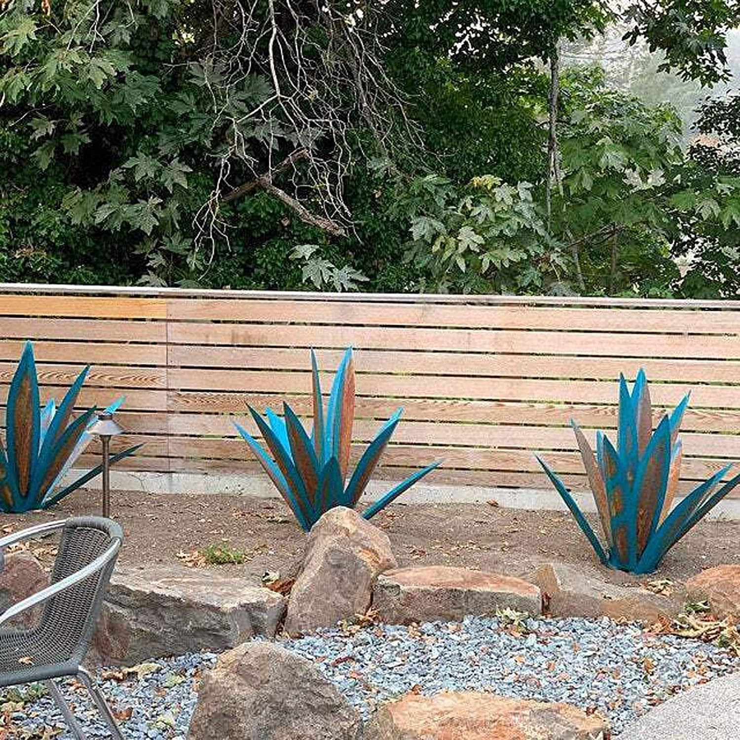 HDDA Escultura rústica de tequila, 21 pulgadas21.7in pequeña planta de agave de metal, agave de metal rústico pintado a mano, estatua de decoración