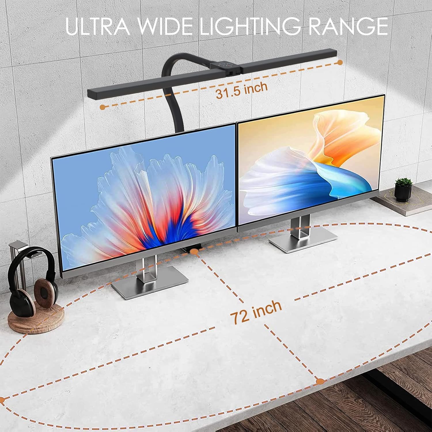 Lámparas LED de escritorio para oficina en casa, lámpara de escritorio de doble cabezal de 24 W con abrazadera, 5 colores 5 de brillo, luz de mesa