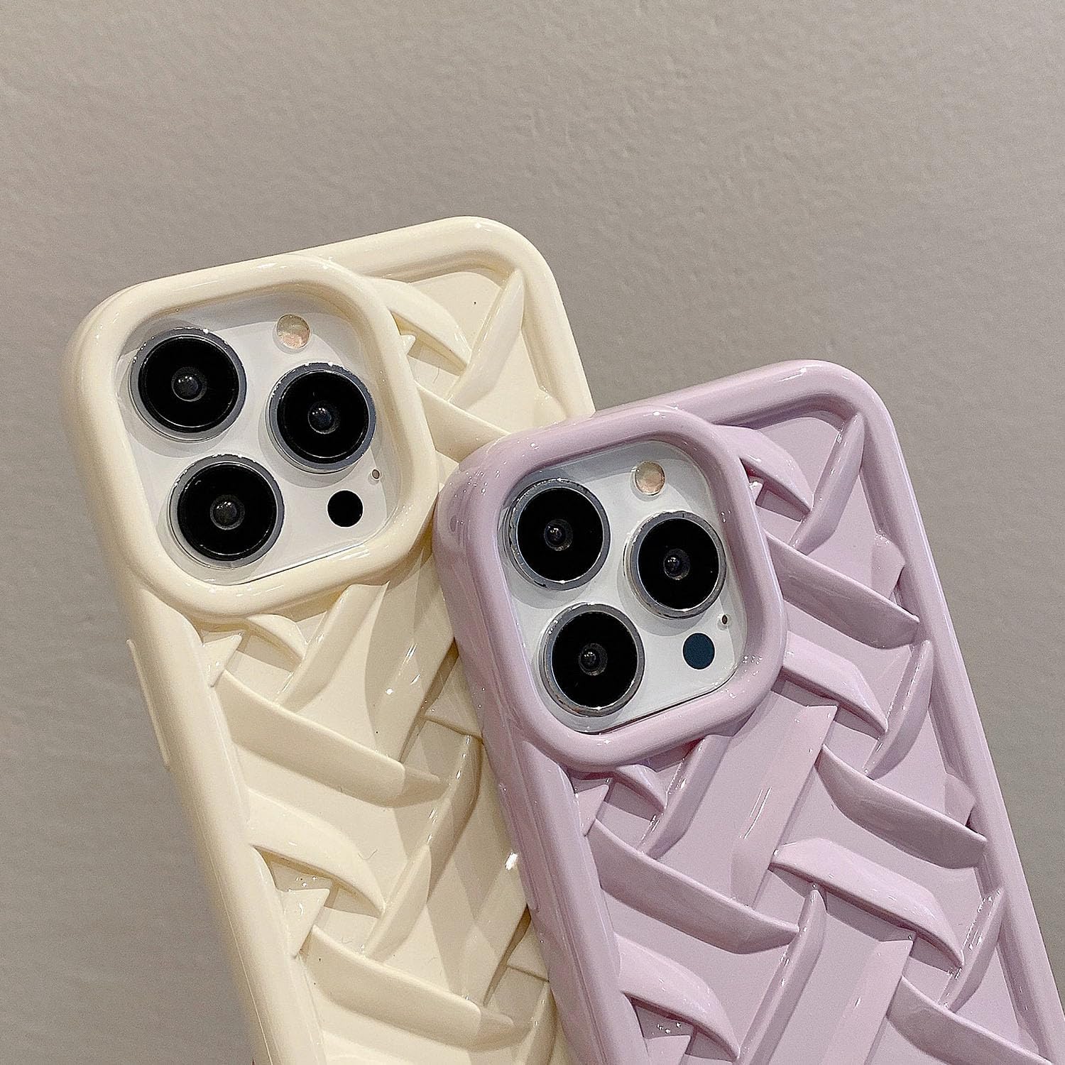 Yepda Funda para iPhone 14 Pro Max, funda de teléfono de lujo con patrón tejido 3D a la moda para mujeres y niñas, sensación de golpes, delgada, de