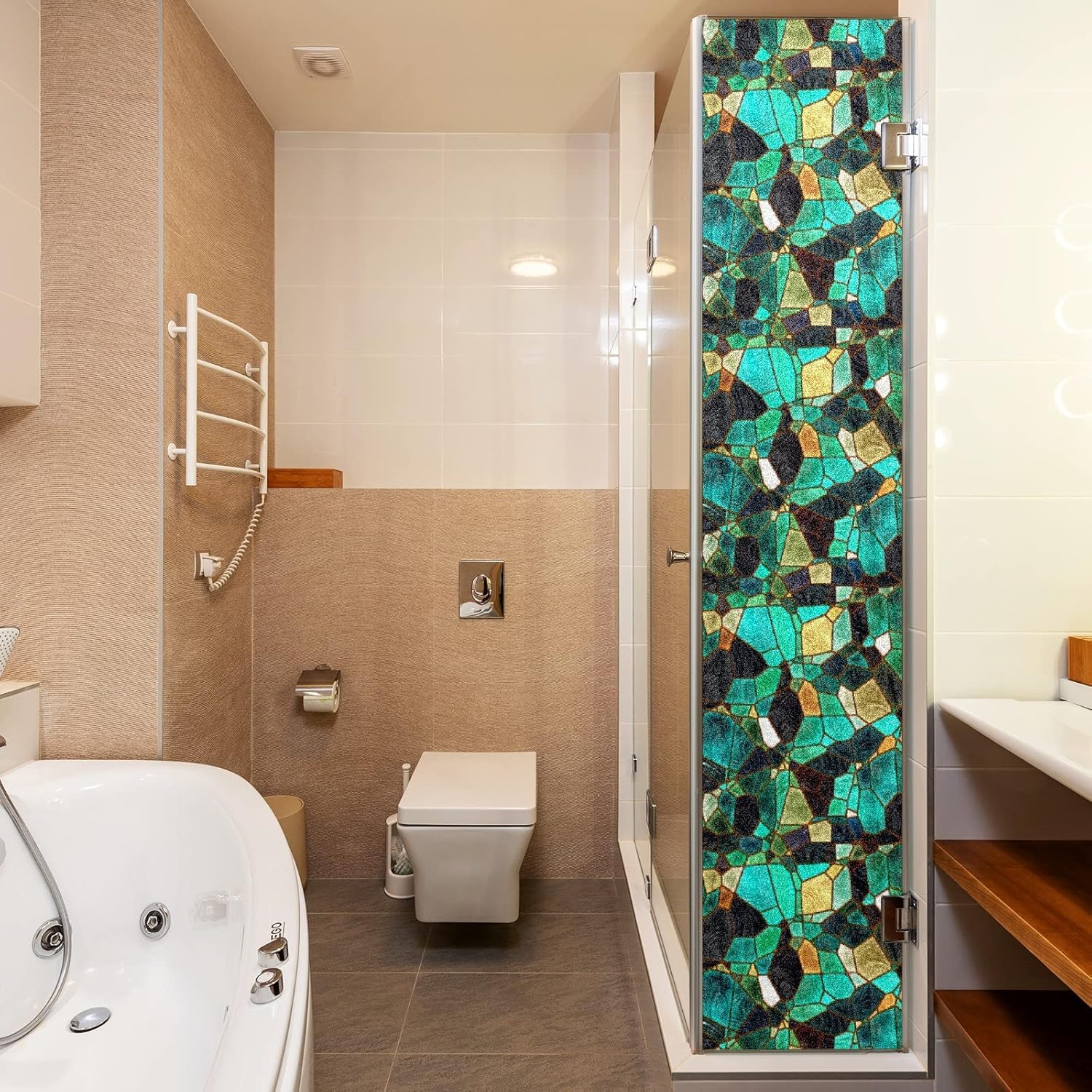 Película opaca de vidrio esmerilado de arco iris, película opaca para cortinas de cocina, película antideslumbrante, para la oficina en casa,