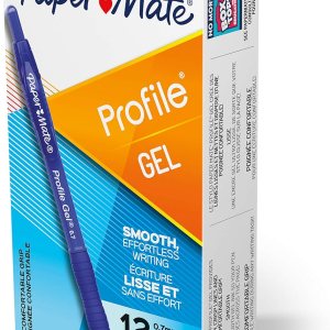 Paper Mate Bolígrafo de gel retráctil con punta de 132 pulgadas, color azul, 12 unidades Paper Mate Bolígrafo de gel retráctil con punta de 132 pulgadas, color azul, 12 unidades