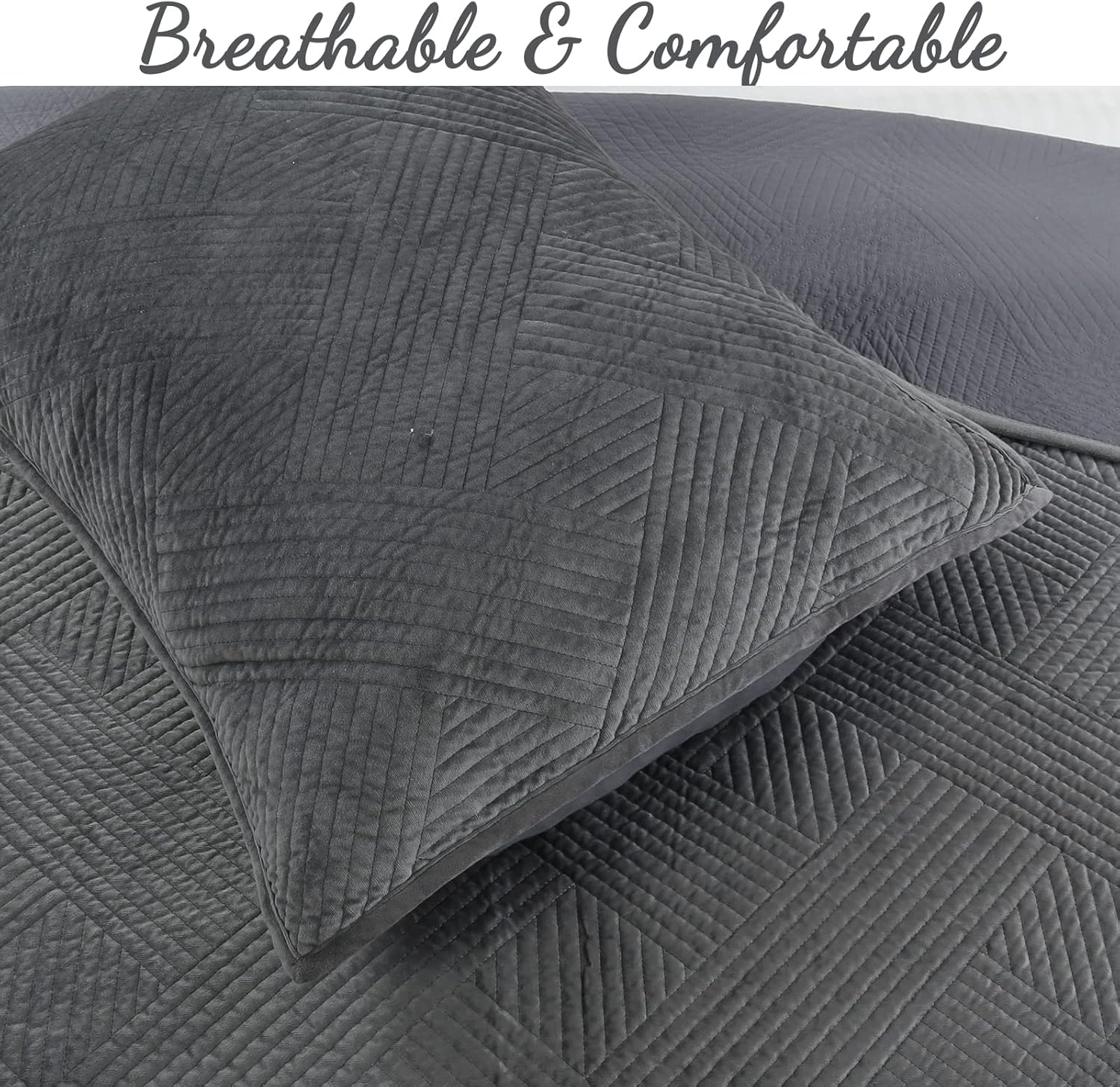Cozy Line Home Fashions Juego de ropa de cama de terciopelo de terciopelo de lujo, tejido de canasta, color gris oscuro, juego de cama súper suave,