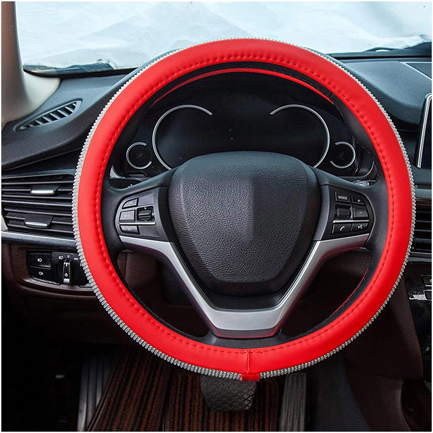 Funda para volante con purpurina, accesorios brillantes, universal de 15 pulgadas, se adapta a la mayoría de automóviles, SUV, camiones, minivans,